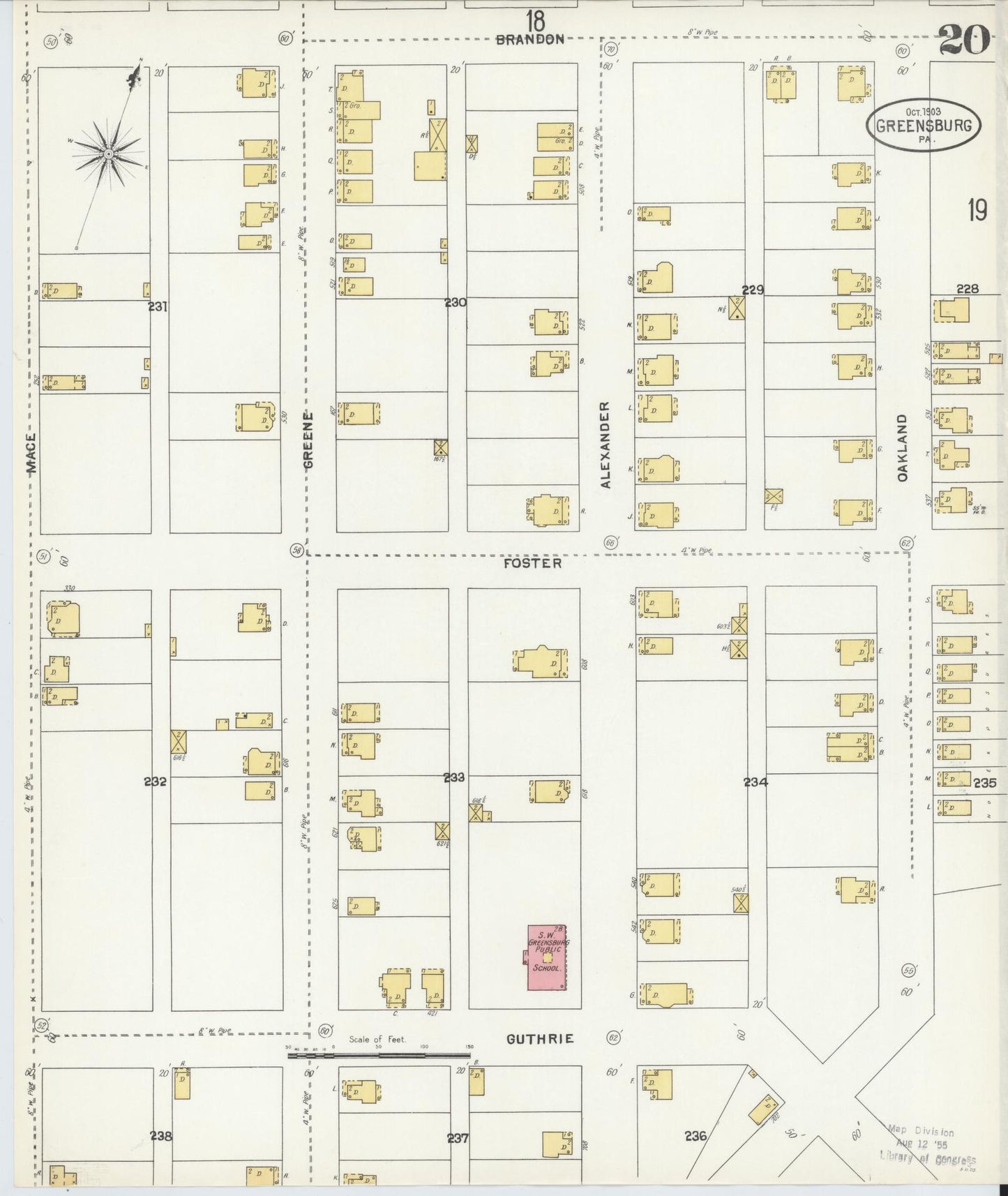 Sanborn Fire Insurance Map from Greensburg, Westmoreland County, Pennsylvania (1903), Sheet #0020 - Historic Sanborn Fire Insurance Map Print, vintage old map wall art, antique decor, genealogy gift, Pennsylvania Pennsylvania map