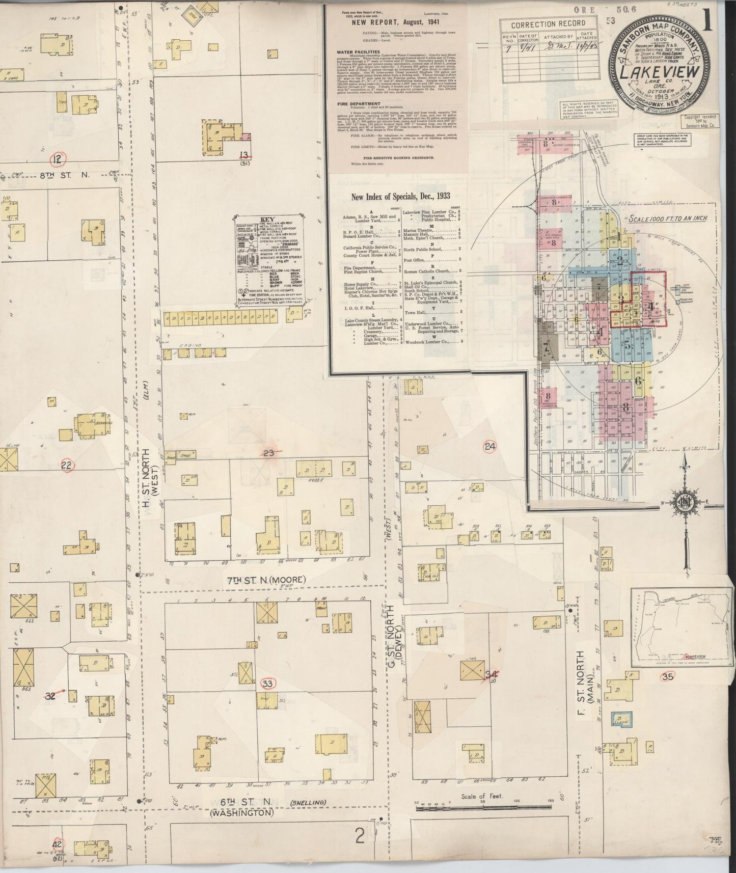 Sanborn Fire Insurance Map from Lakeview, Lake County, Oregon. (1941) – Historic Sanborn Fire Insurance Map Print