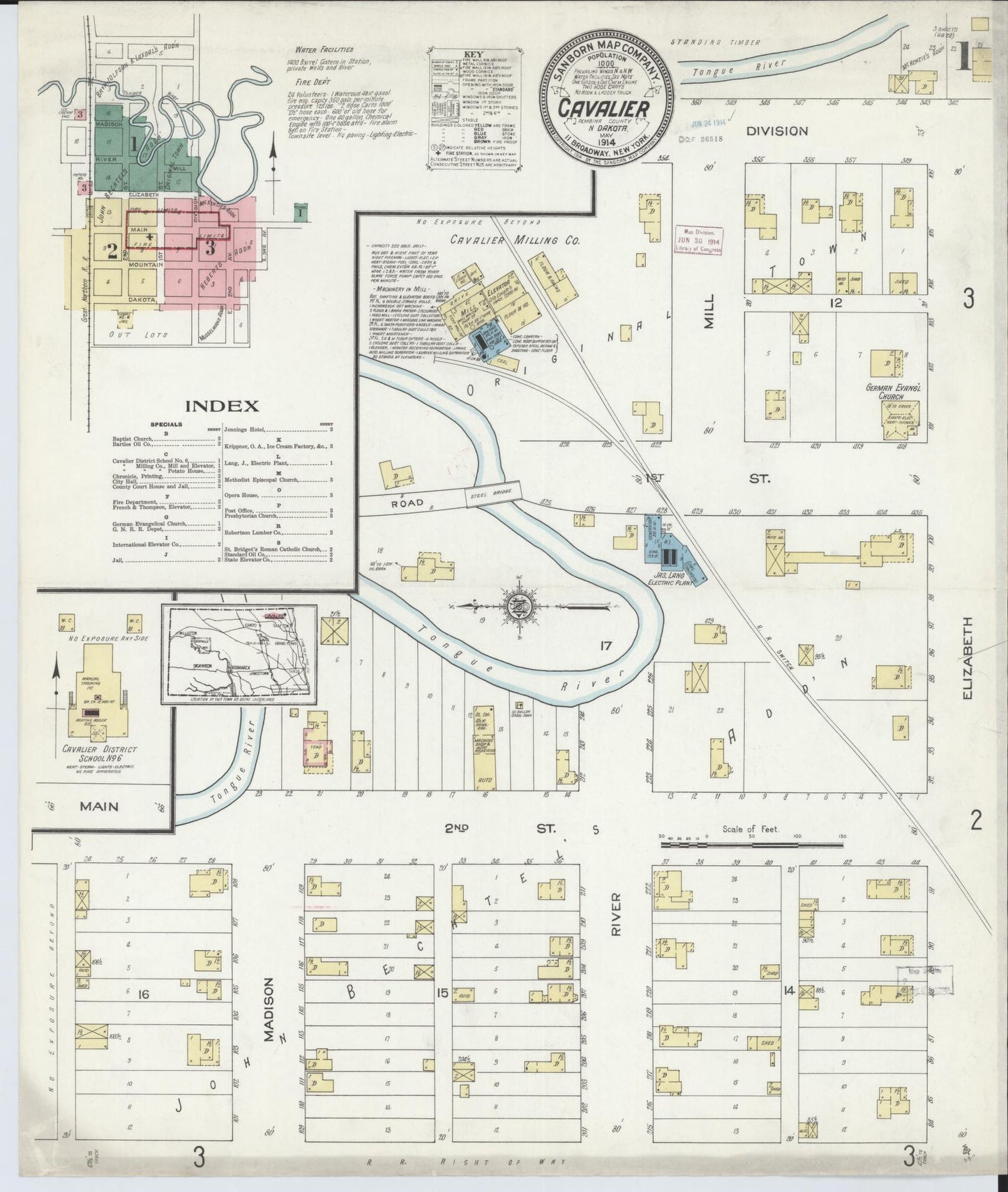 Sanborn Fire Insurance Map from Cavalier, Pembina County, North Dakota. (1914) – Historic Sanborn Fire Insurance Map Print