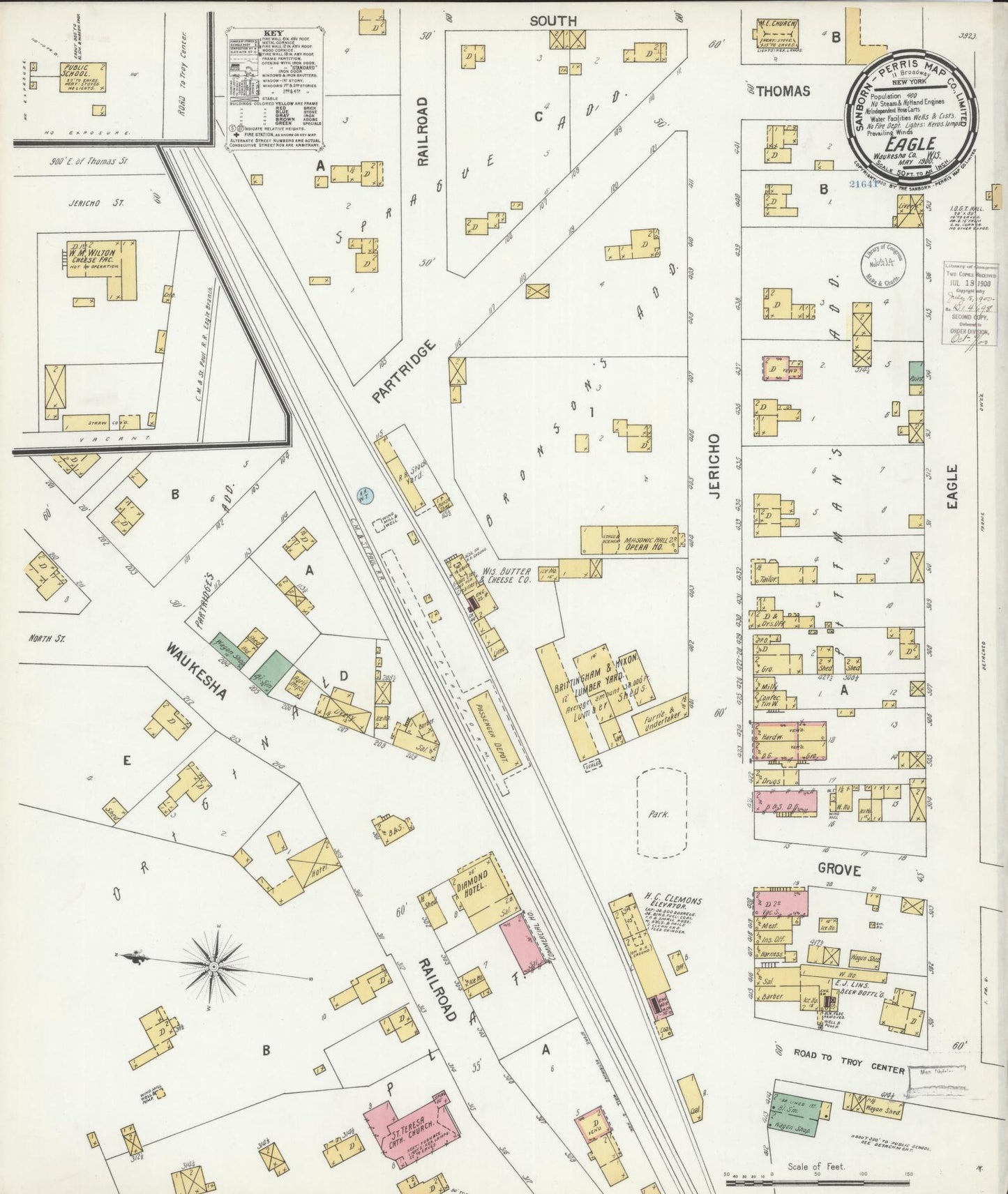 Sanborn Fire Insurance Map from Eagle, Waukesha County, Wisconsin (1900), Sheet #0001 - Historic Sanborn Fire Insurance Map Print, vintage old map wall art, antique decor, genealogy gift, Wisconsin Wisconsin map