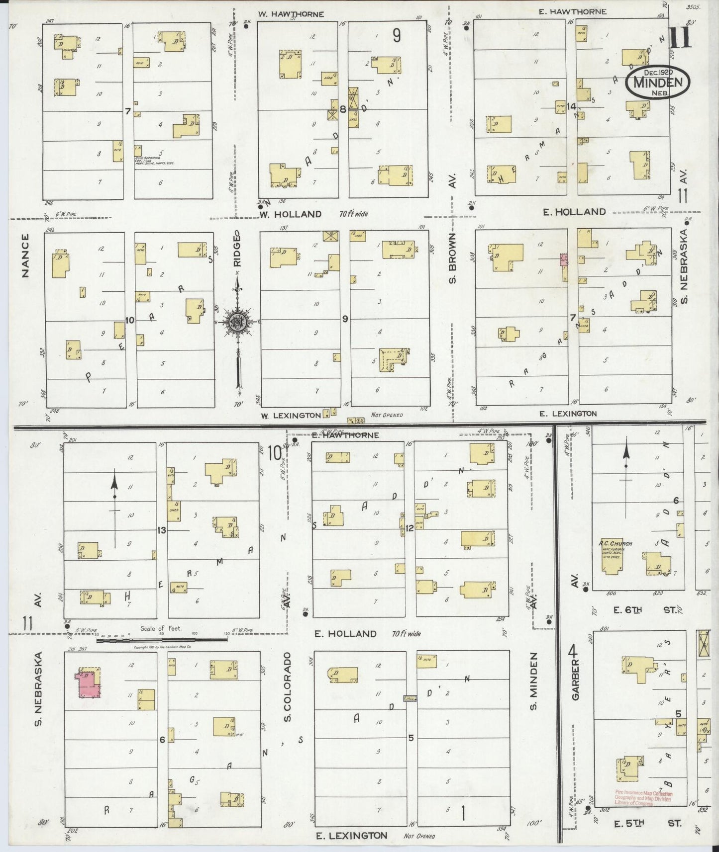 Sanborn Fire Insurance Map from Minden, Kearney County, Nebraska (1920), Sheet #0011 - Complete Map Set gallery image, historic Sanborn map, vintage wall art, Nebraska Nebraska