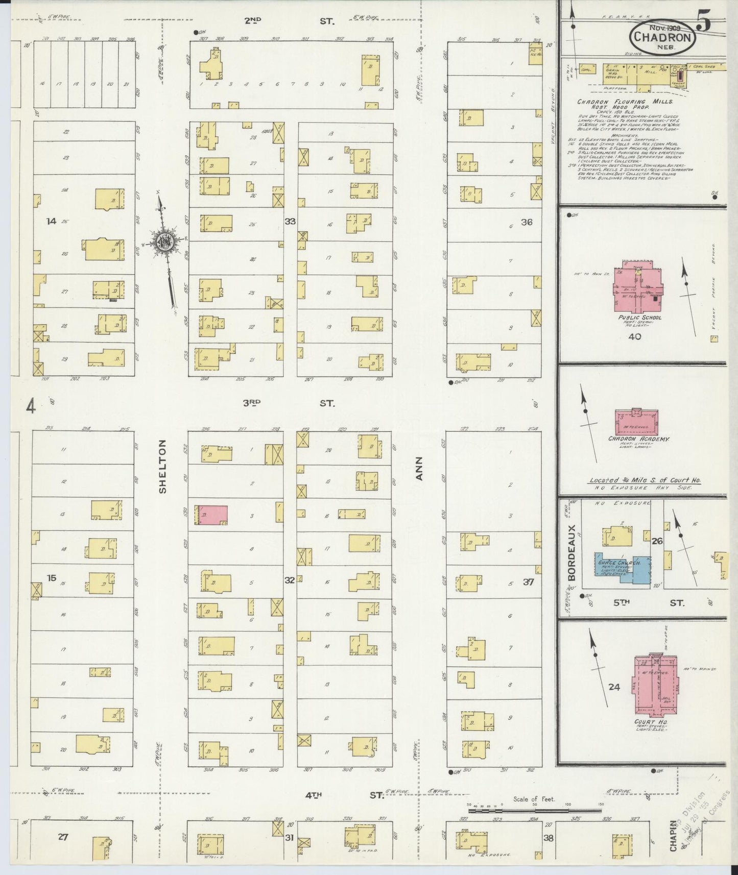 Sanborn Fire Insurance Map from Chadron, Dawes County, Nebraska (1909), Sheet #0005 - Complete Map Set gallery image, historic Sanborn map, vintage wall art, Nebraska Nebraska