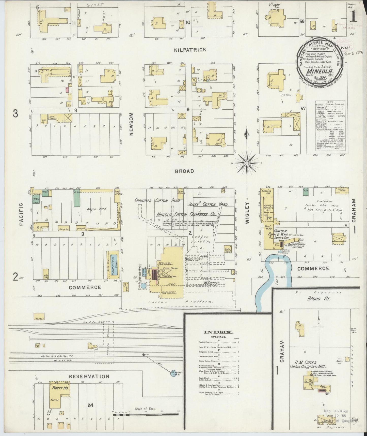 Sanborn Fire Insurance Map from Mineola, Wood County, Texas. (1896) – Historic Sanborn Fire Insurance Map Print