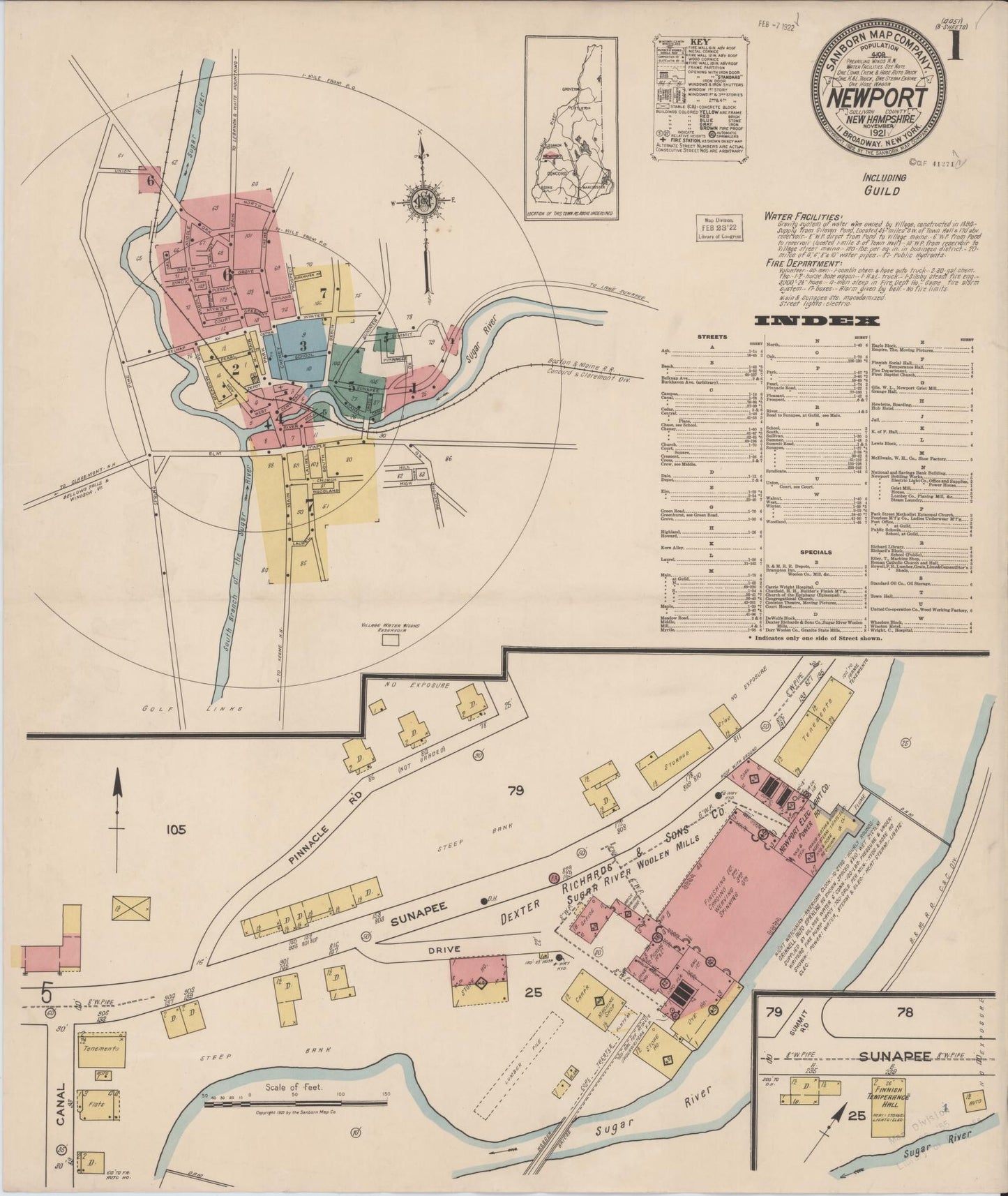 Sanborn Fire Insurance Map from Newport, Sullivan County, New Hampshire. (1921) – Historic Sanborn Fire Insurance Map Print
