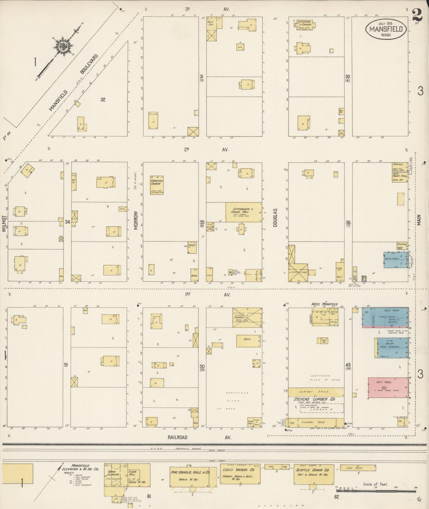 Sanborn Fire Insurance Map from Mansfield, Douglas County, Washington (1915), Sheet #0002 - Historic Sanborn Fire Insurance Map Print, vintage old map wall art, antique decor, genealogy gift, Washington Washington map