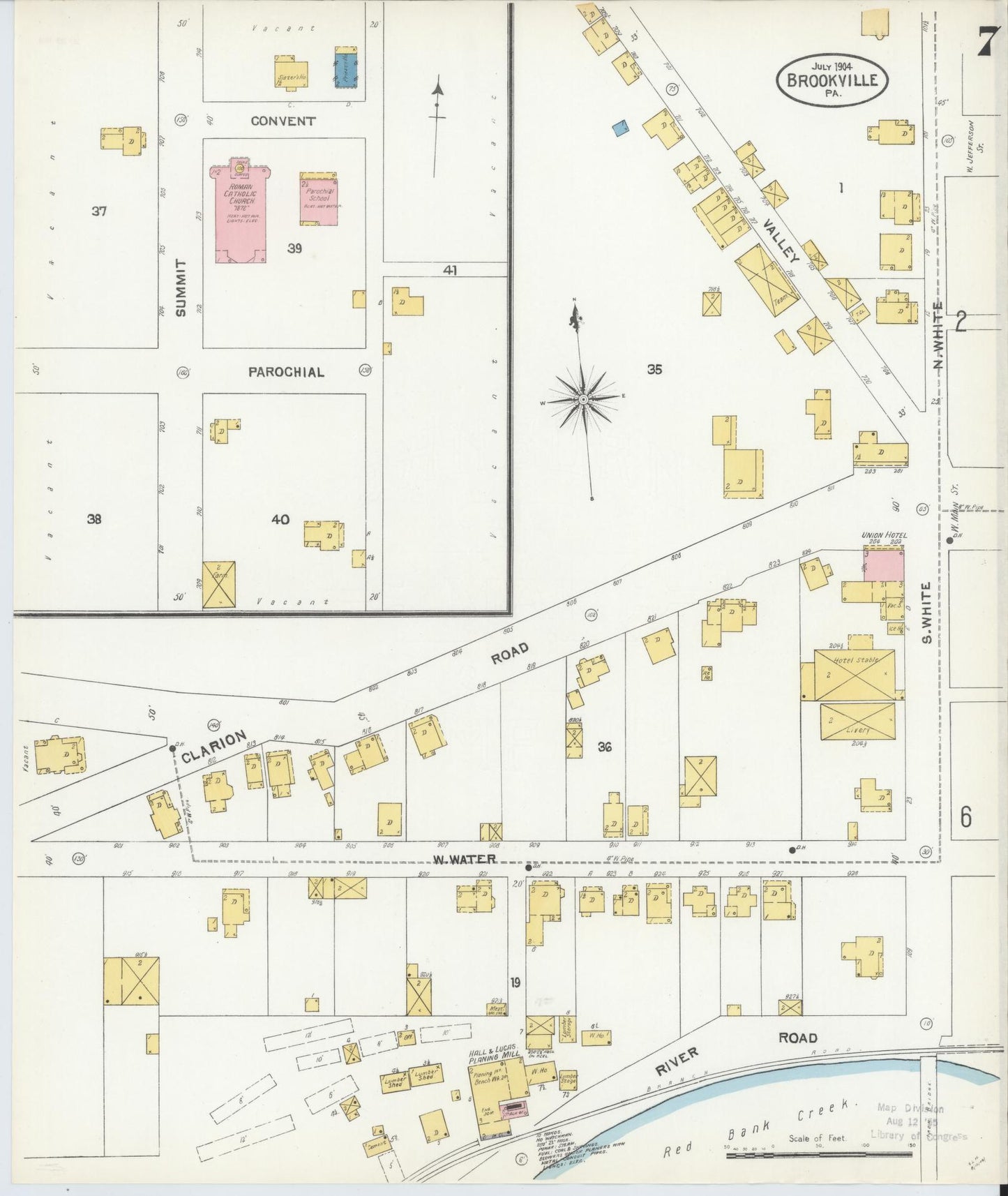 Sanborn Fire Insurance Map from Brookville, Jefferson County, Pennsylvania (1904), Sheet #0007 - Historic Sanborn Fire Insurance Map Print, vintage old map wall art, antique decor, genealogy gift, Pennsylvania Pennsylvania map