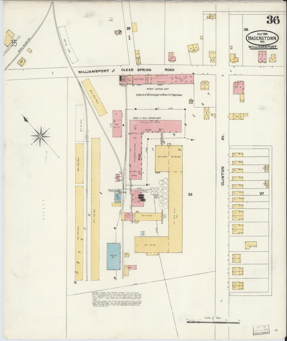 Sanborn Fire Insurance Map from Hagerstown, Washington County, Maryland (1904), Sheet #0036 - Historic Sanborn Fire Insurance Map Print, vintage old map wall art, antique decor, genealogy gift, Maryland Maryland map