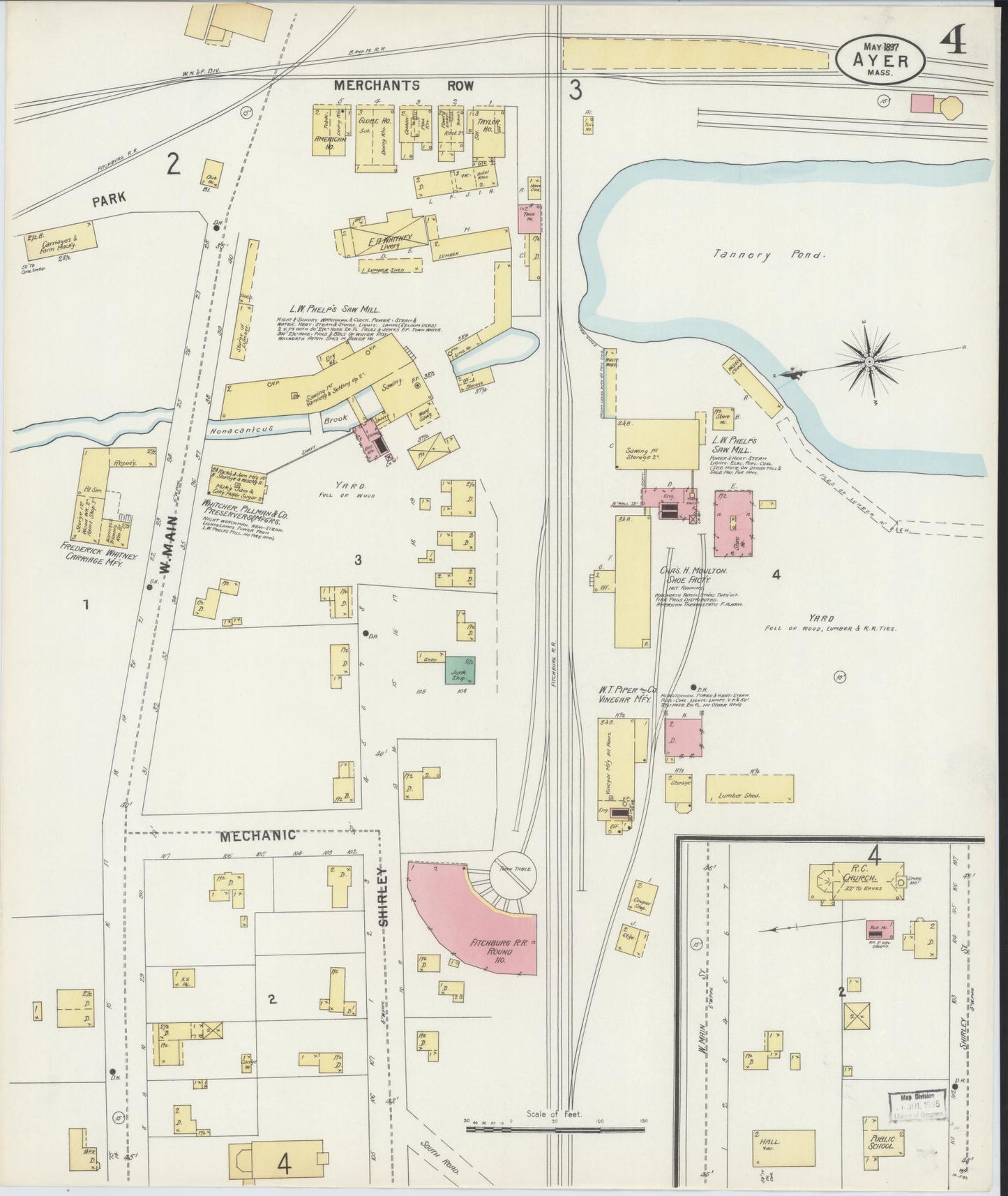 Sanborn Fire Insurance Map from Ayer, Middlesex County, Massachusetts (1897), Sheet #0004 - Complete Map Set gallery image, historic Sanborn map, vintage wall art, Massachusetts Massachusetts