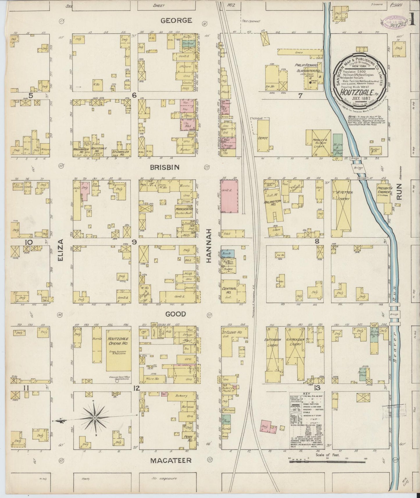 Sanborn Fire Insurance Map from Houtzdale, Clearfield County, Pennsylvania. (1887) – Historic Sanborn Fire Insurance Map Print
