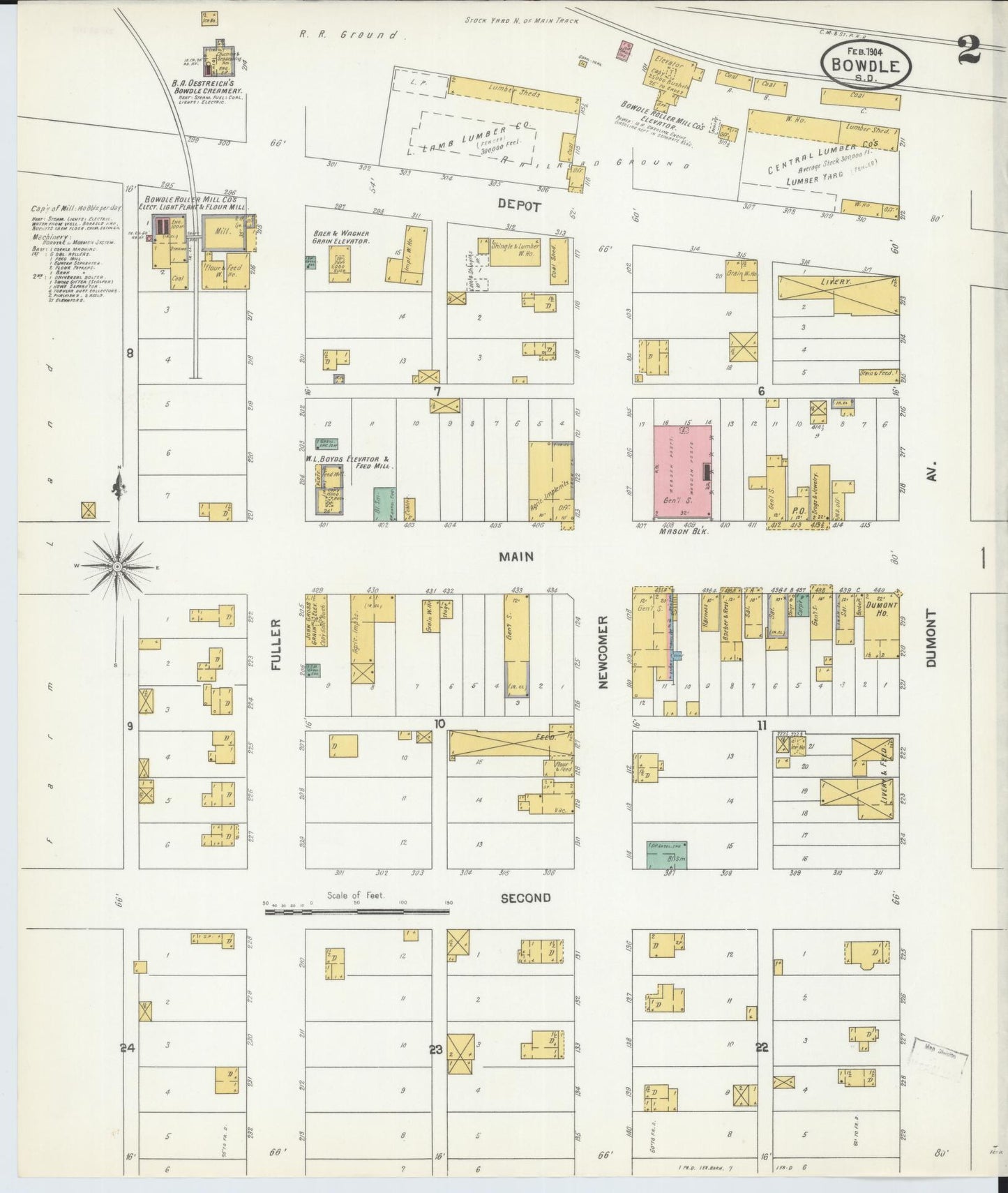 Sanborn Fire Insurance Map from Bowdle, Edmunds County, South Dakota (1904), Sheet #0002 - Complete Map Set gallery image, historic Sanborn map, vintage wall art, South Dakota South Dakota