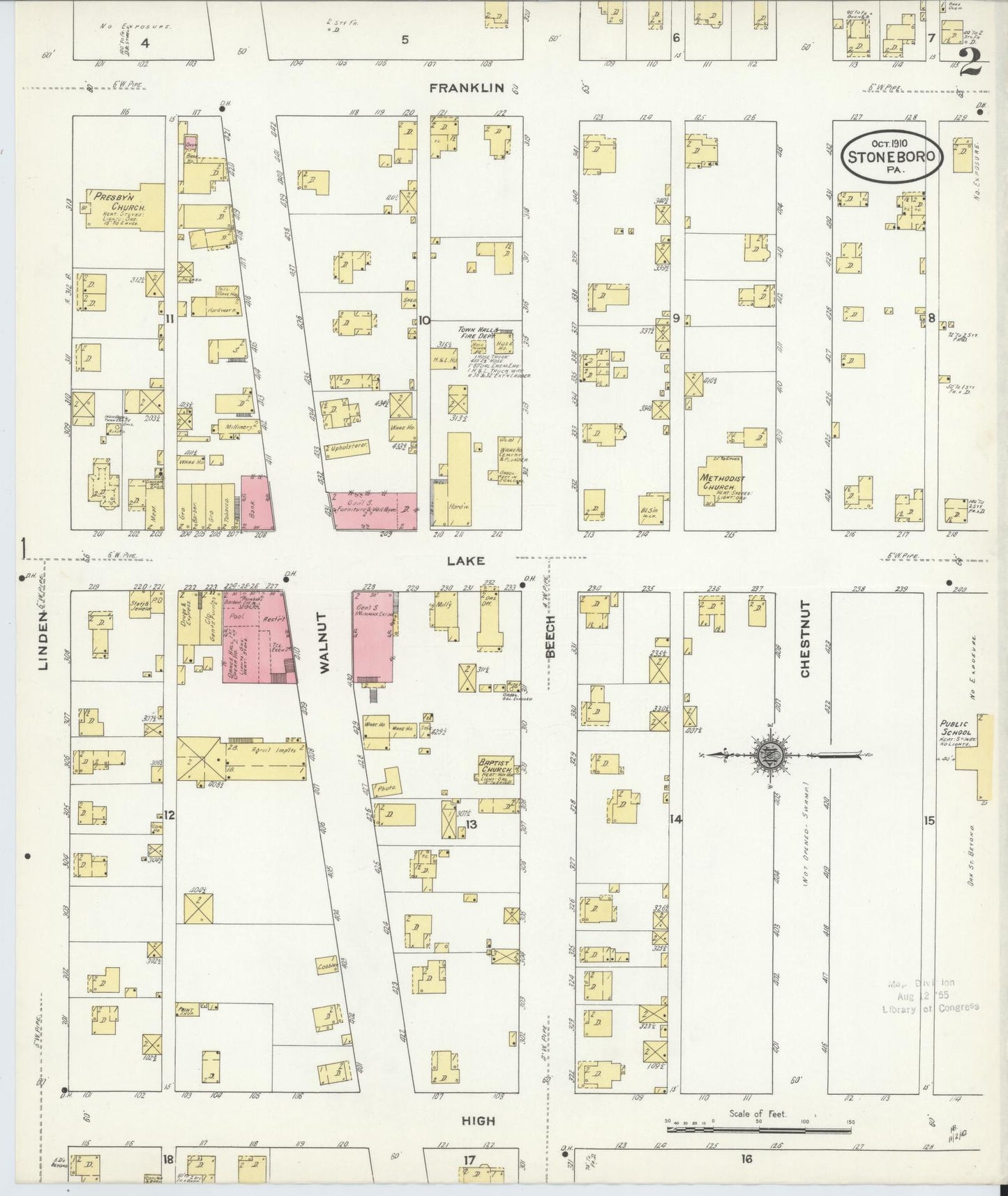Sanborn Fire Insurance Map from Stoneboro, Mercer County, Pennsylvania (1910), Sheet #0002 - Complete Map Set gallery image, historic Sanborn map, vintage wall art, Pennsylvania Pennsylvania