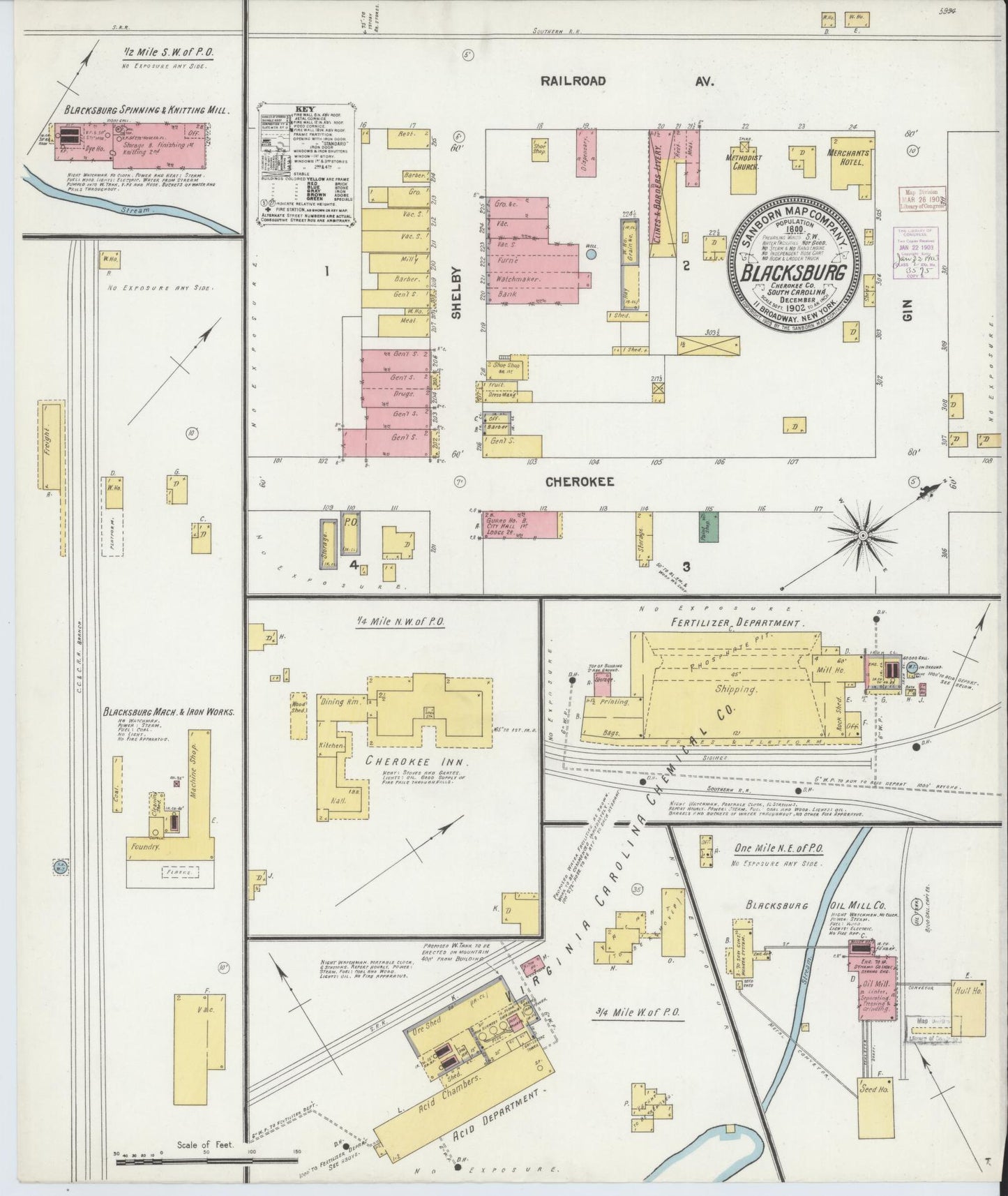 Sanborn Fire Insurance Map from Blacksburg, Cherokee County, South Carolina. (1902) – Historic Sanborn Fire Insurance Map Print