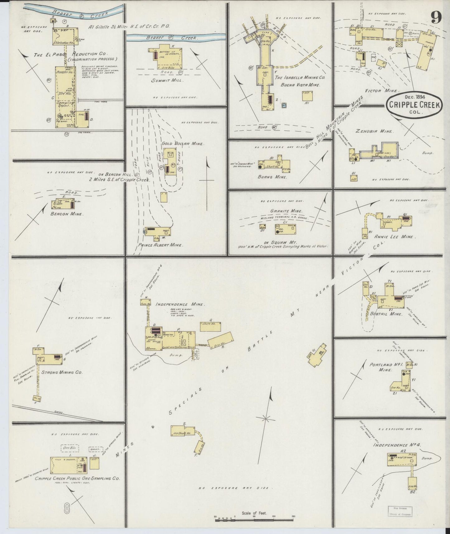 Sanborn Fire Insurance Map from Cripple Creek, Teller County, Colorado (1894), Sheet #0009 - Complete Map Set gallery image, historic Sanborn map, vintage wall art, Colorado Colorado