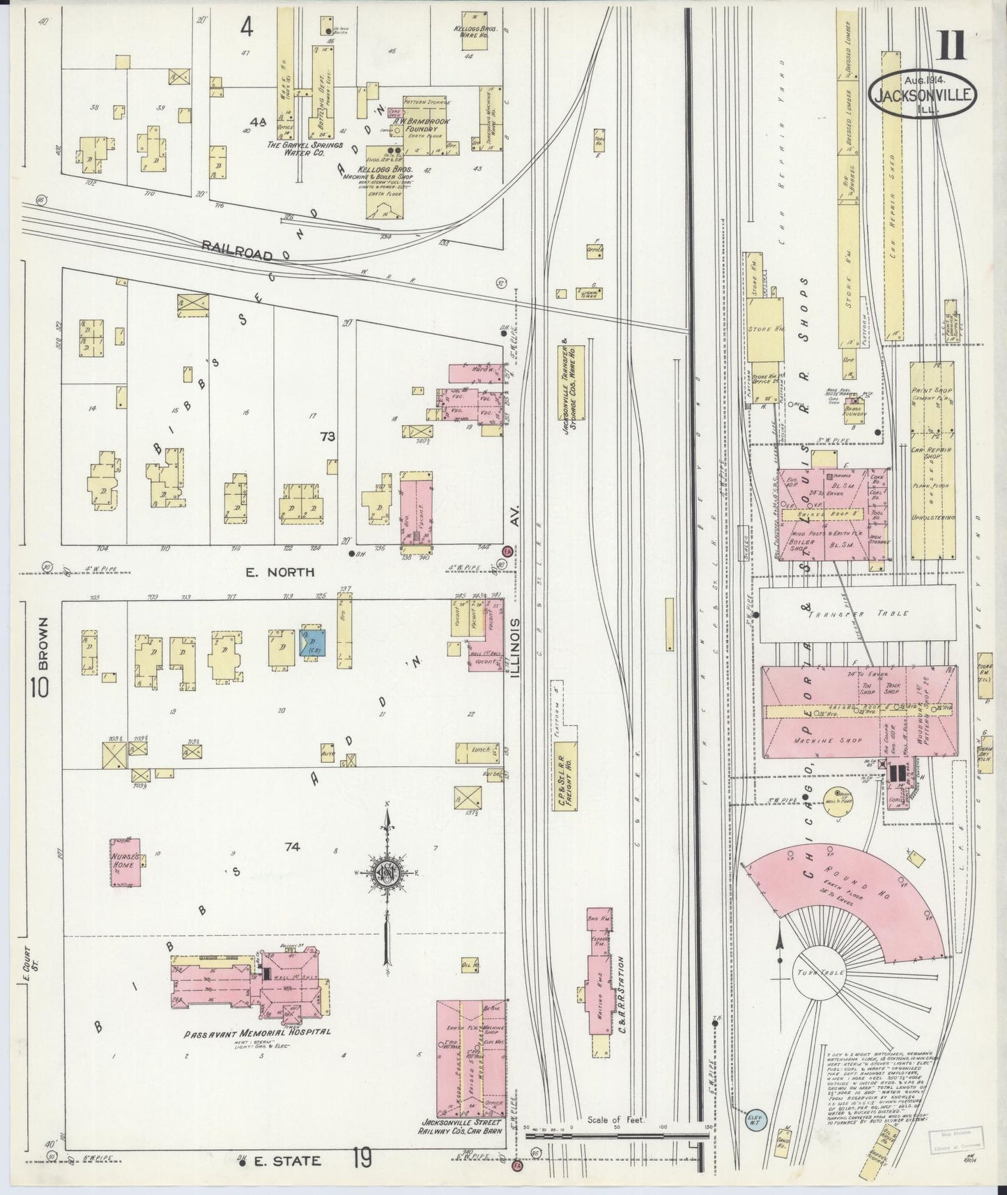 Sanborn Fire Insurance Map from Jacksonville, Morgan County, Illinois. (1914), Sheet 11 – Historic Sanborn Fire Insurance Map Print