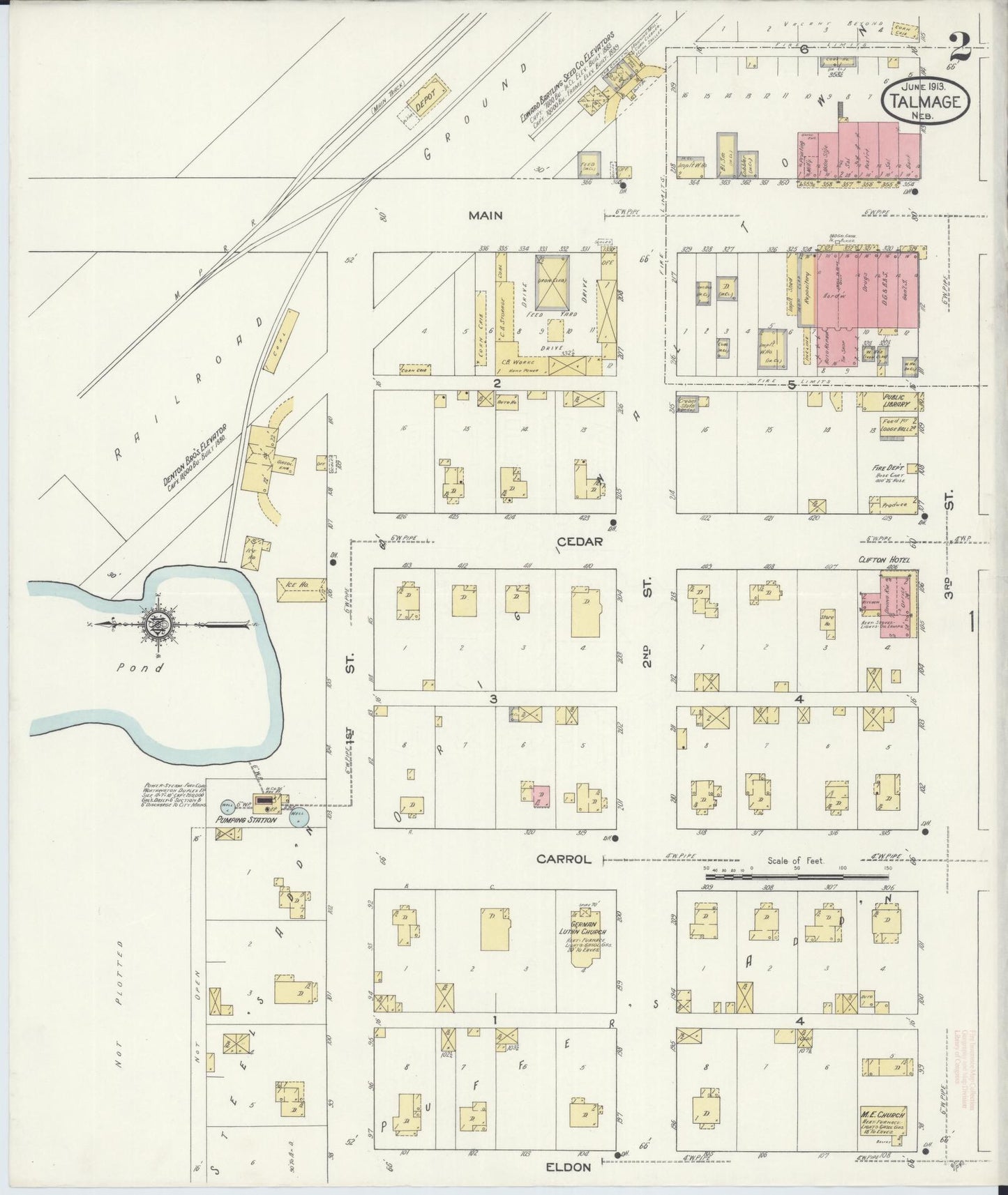 Sanborn Fire Insurance Map from Talmage, Otoe County, Nebraska (1913), Sheet #0002 - Complete Map Set gallery image, historic Sanborn map, vintage wall art, Nebraska Nebraska