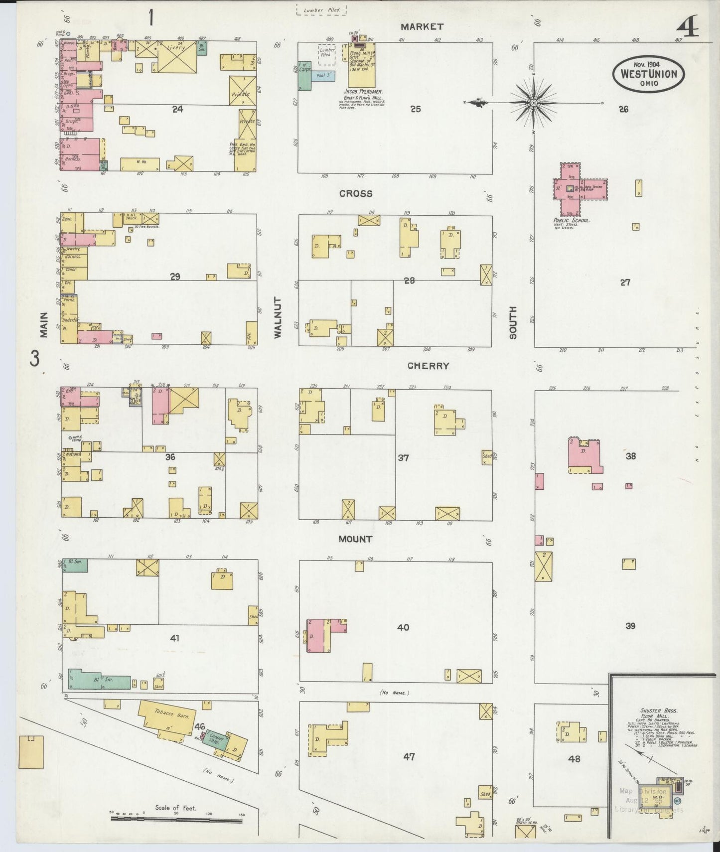 Sanborn Fire Insurance Map from West Union, Adams County, Ohio (1904), Sheet #0004 - Historic Sanborn Fire Insurance Map Print, vintage old map wall art, antique decor, genealogy gift, Ohio Ohio map