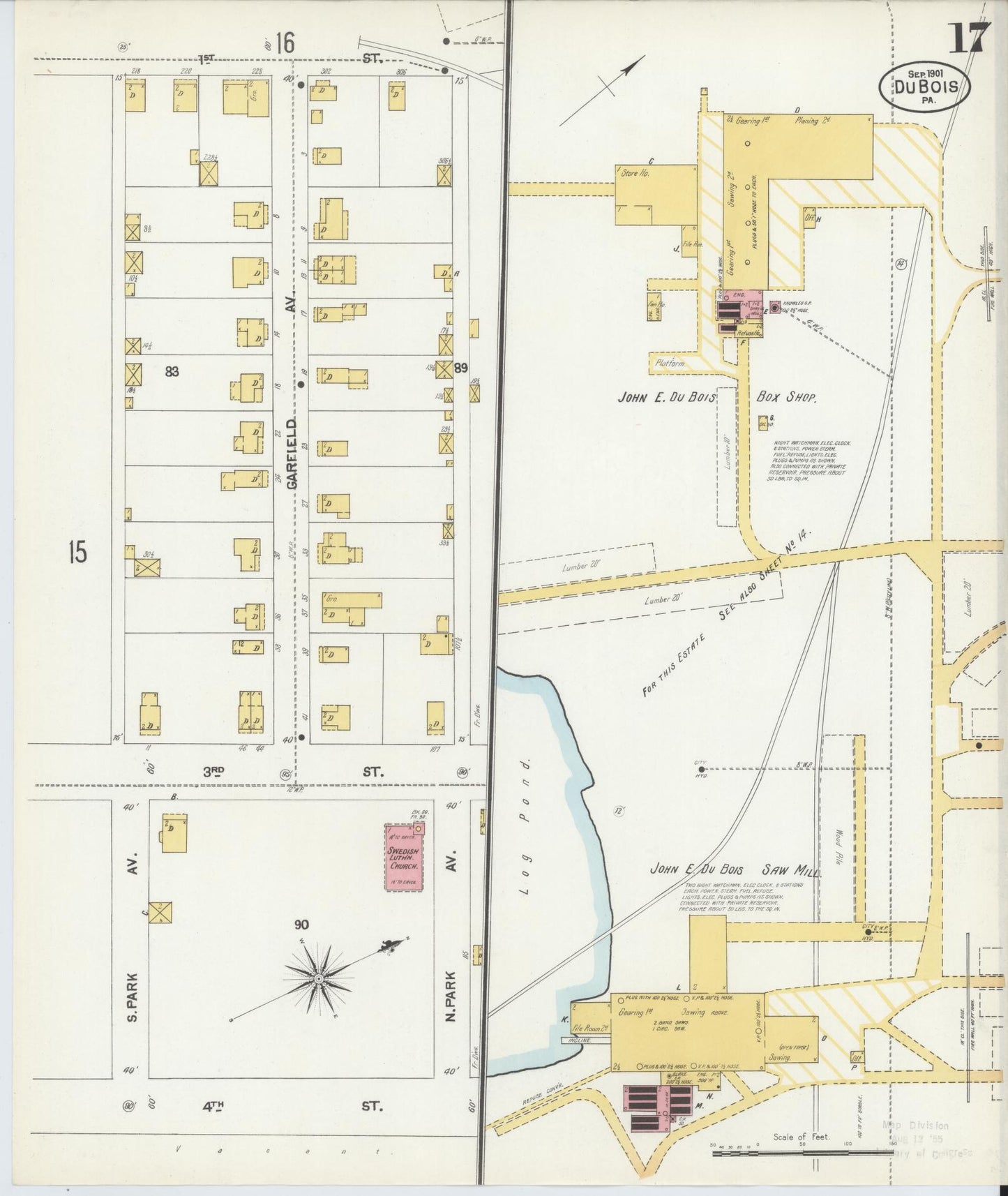 Sanborn Fire Insurance Map from Du Bois, Clearfield County, Pennsylvania (1901), Sheet #0017 - Historic Sanborn Fire Insurance Map Print, vintage old map wall art, antique decor, genealogy gift, Pennsylvania Pennsylvania map