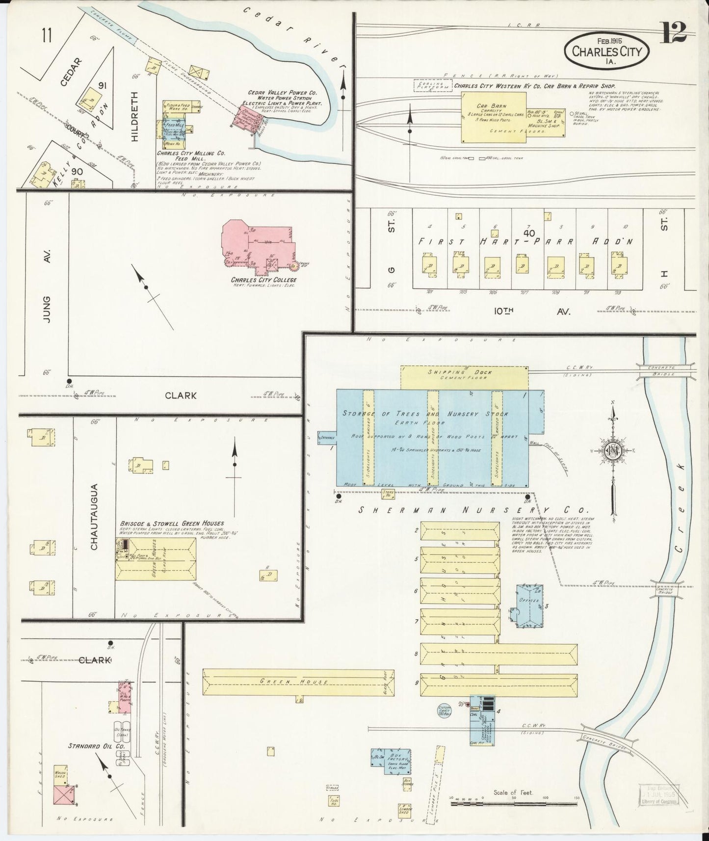 Sanborn Fire Insurance Map from Charles City, Floyd County, Iowa (1915), Sheet #0012 - Historic Sanborn Fire Insurance Map Print, vintage old map wall art