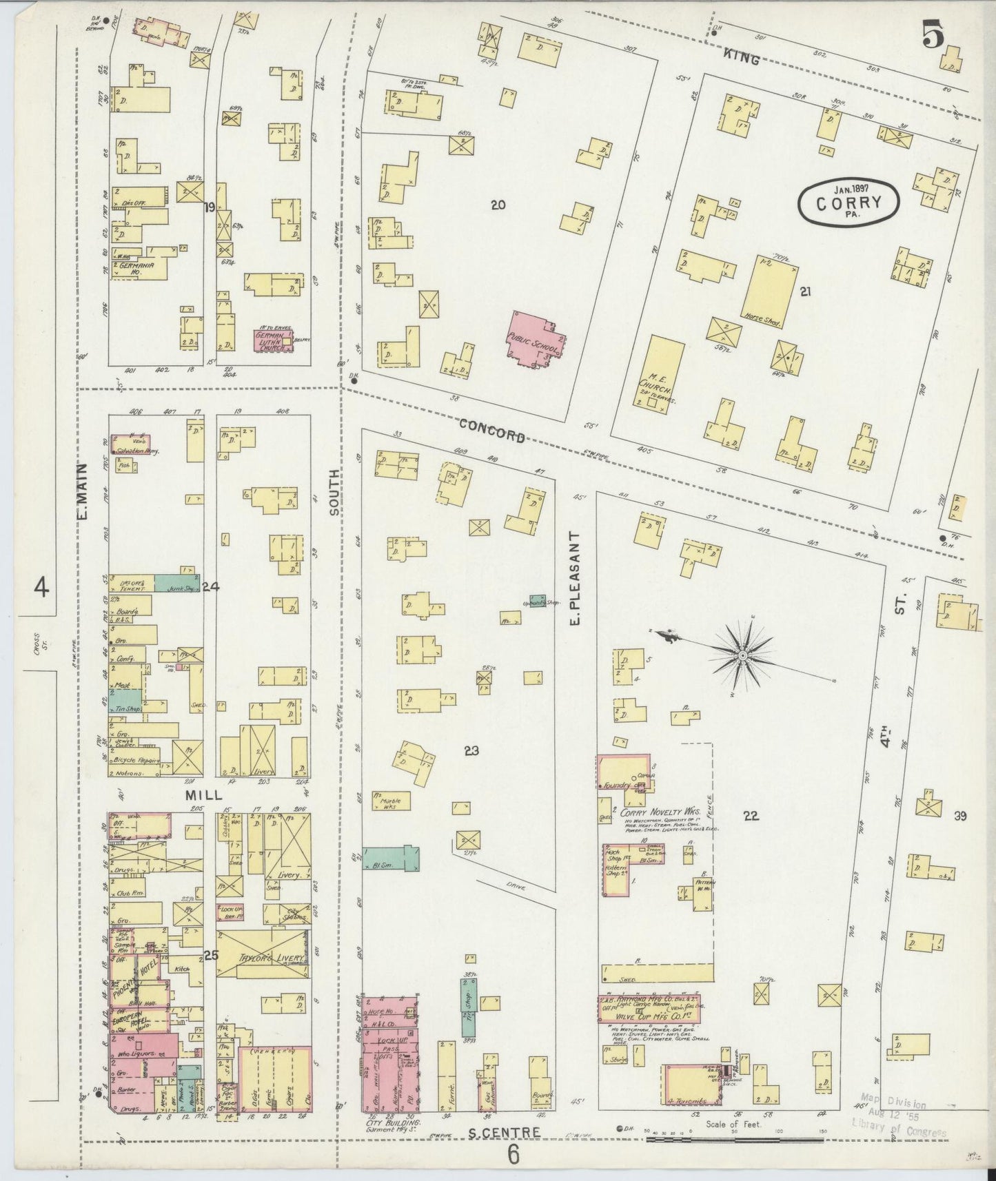 Sanborn Fire Insurance Map from Corry, Erie County, Pennsylvania (1897), Sheet #0005 - Historic Sanborn Fire Insurance Map Print, vintage old map wall art, antique decor, genealogy gift, Pennsylvania Pennsylvania map