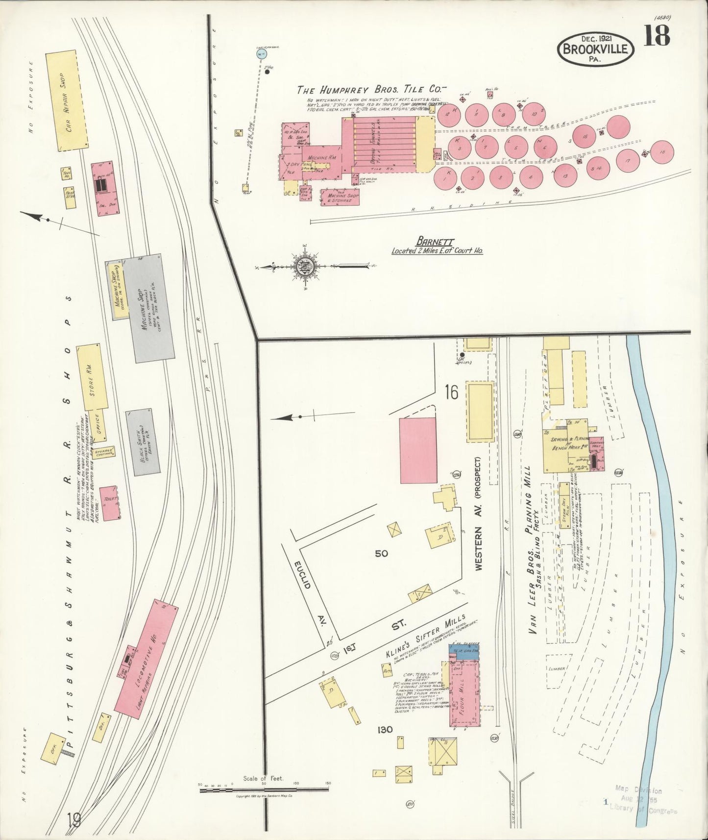 Sanborn Fire Insurance Map from Brookville, Jefferson County, Pennsylvania (1921), Sheet #0018 - Historic Sanborn Fire Insurance Map Print, vintage old map wall art, antique decor, genealogy gift, Pennsylvania Pennsylvania map