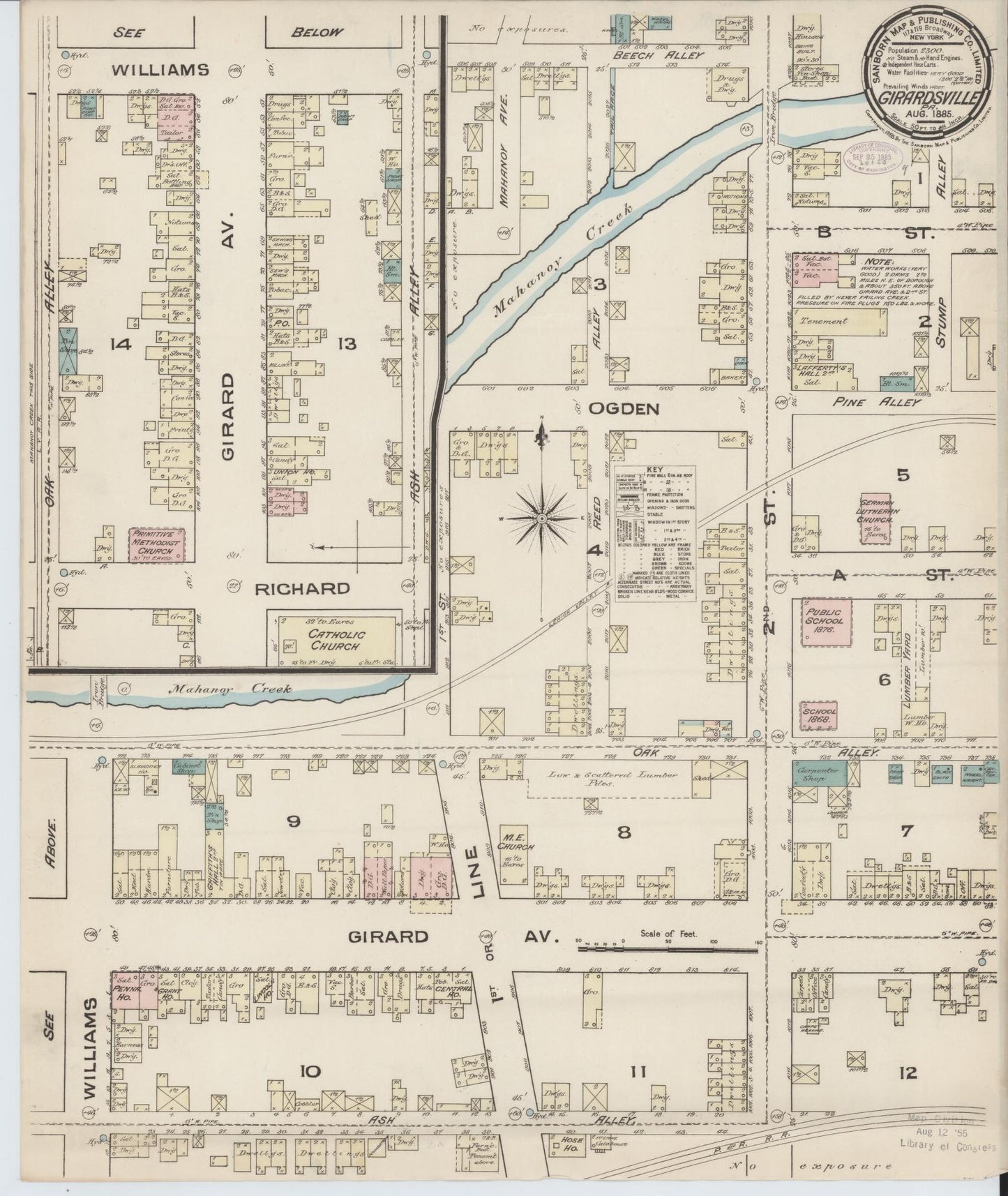 Sanborn Fire Insurance Map from Girardsville, Schuylkill County, Pennsylvania (1885), Sheet #0001 - Historic Sanborn Fire Insurance Map Print, vintage old map wall art, antique decor, genealogy gift, Pennsylvania Pennsylvania map