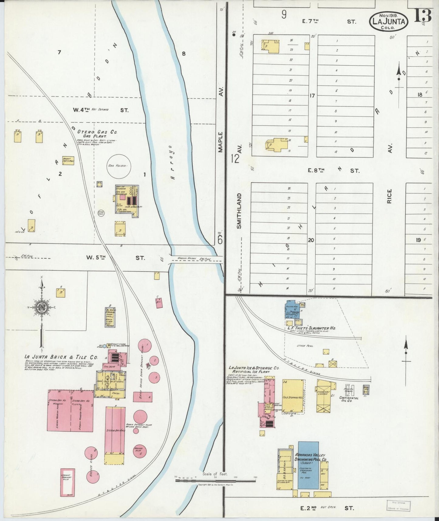Sanborn Fire Insurance Map from La Junta, Otero County, Colorado (1919), Sheet #0013 - Complete Map Set gallery image, historic Sanborn map, vintage wall art, Colorado Colorado