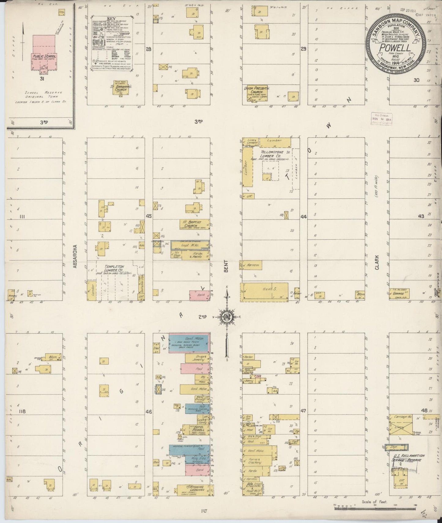 Sanborn Fire Insurance Map from Powell, Park County, Wyoming. (1914) – Historic Sanborn Fire Insurance Map Print