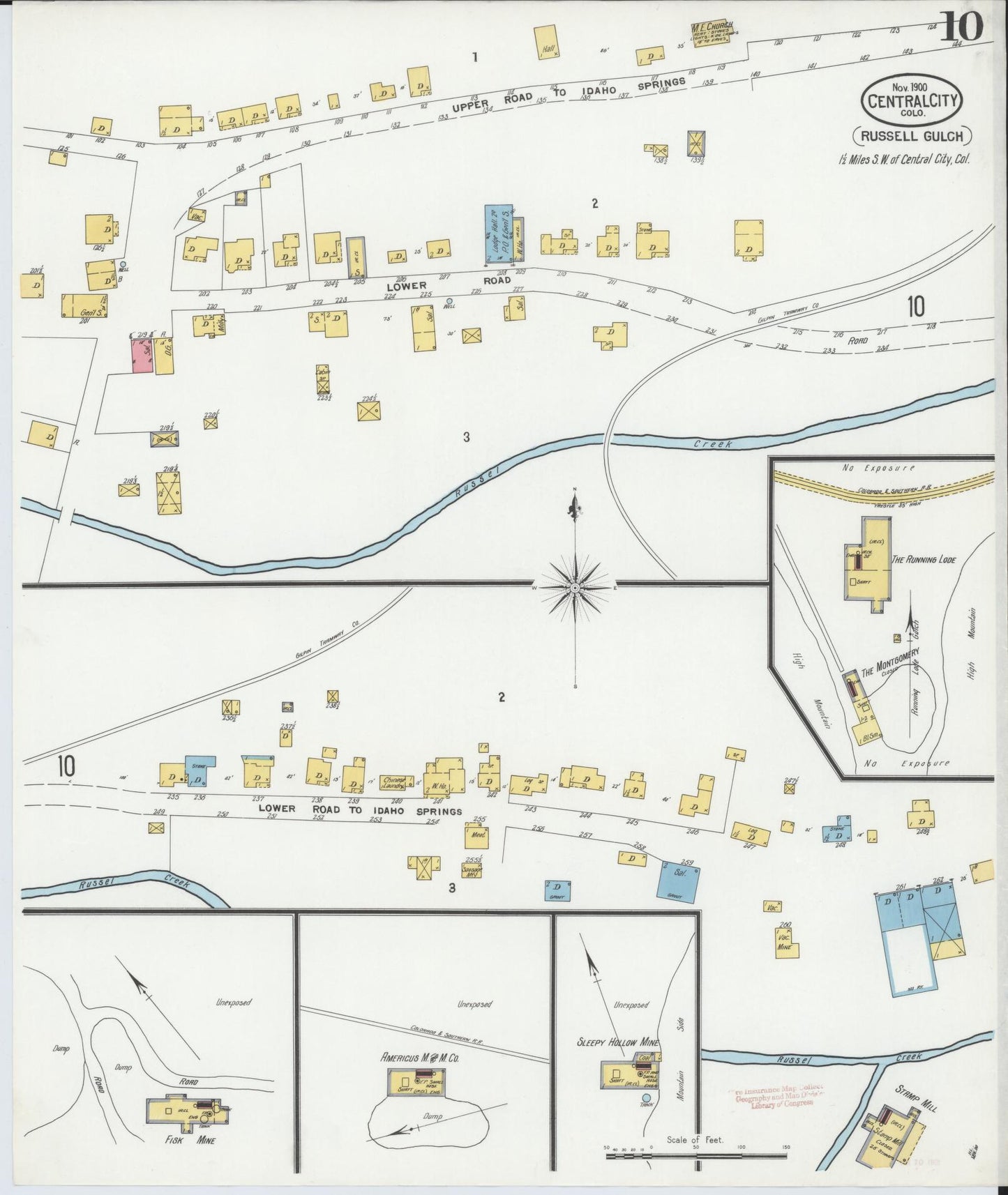 Sanborn Fire Insurance Map from Central City, Gilpin County, Colorado (1900), Sheet #0010 - Historic Sanborn Fire Insurance Map Print, vintage old map wall art, antique decor, genealogy gift, Colorado Colorado map