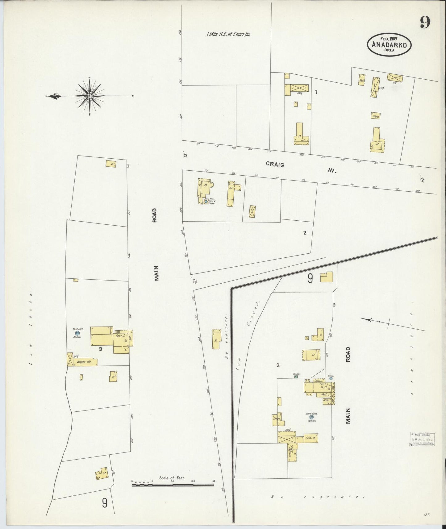 Sanborn Fire Insurance Map from Anadarko, Caddo County, Oklahoma (1907), Sheet #0009 - Historic Sanborn Fire Insurance Map Print, vintage old map wall art, antique decor, genealogy gift, Oklahoma Oklahoma map