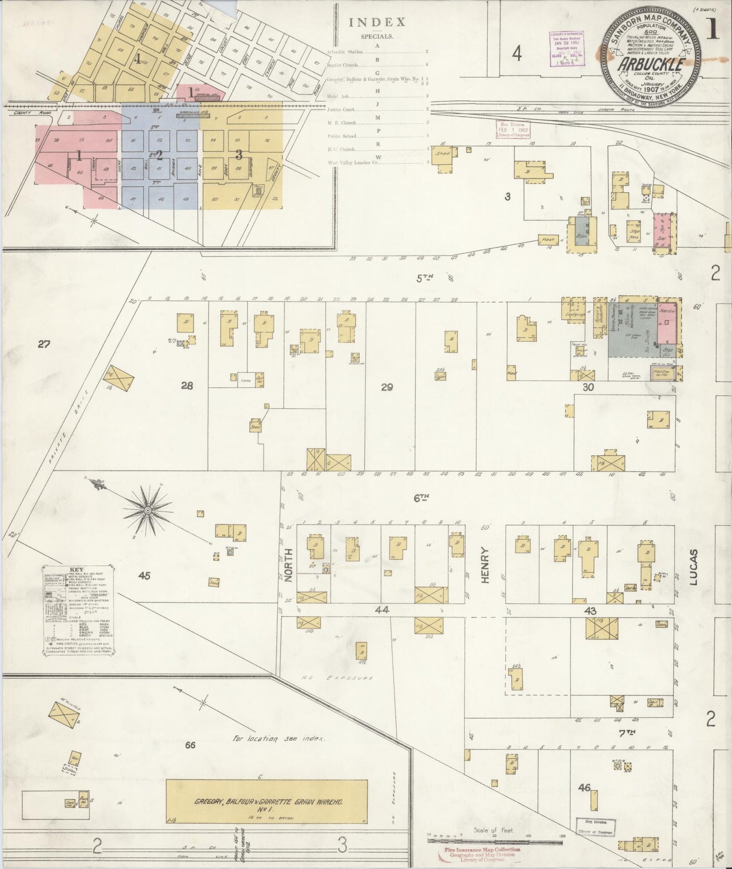 Sanborn Fire Insurance Map from Arbuckle, Colusa County, California (1907), Sheet #0001 - Historic Sanborn Fire Insurance Map Print, vintage old map wall art, antique decor, genealogy gift, California California map