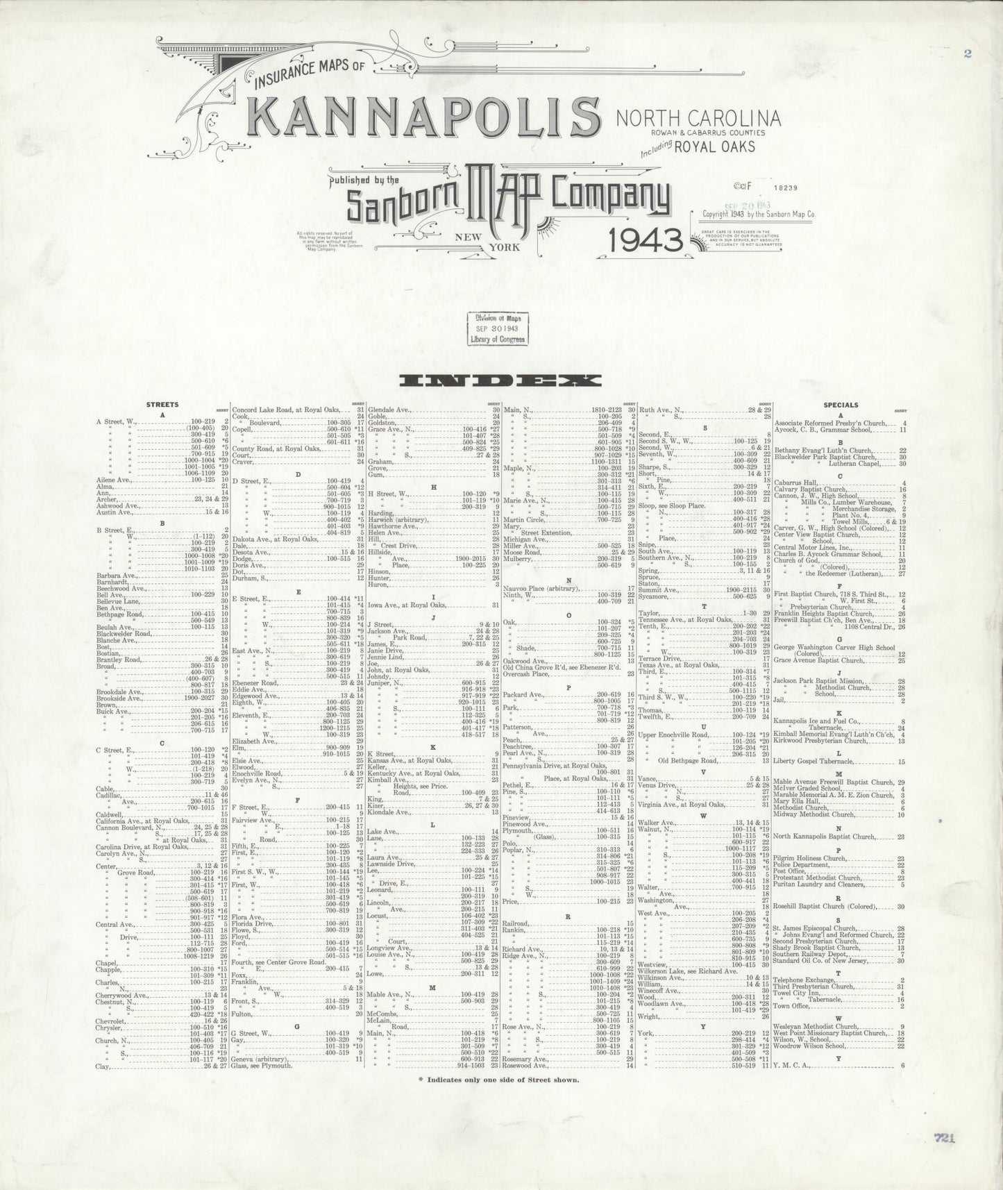 Sanborn Fire Insurance Map from Kannapolis, Rowan And Cabarrus Counties, North Carolina (1943), Sheet #0001 - Historic Sanborn Fire Insurance Map Print, vintage old map wall art, antique decor, genealogy gift, North Carolina North Carolina map