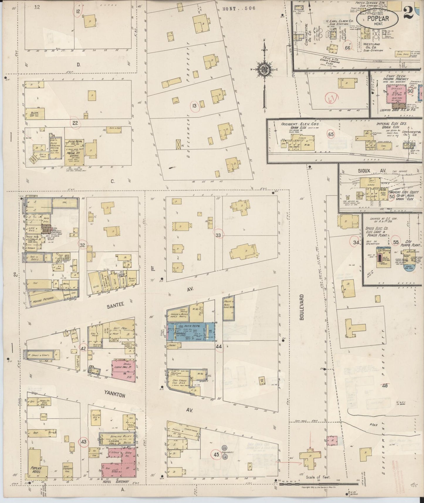 Sanborn Fire Insurance Map from Poplar, Roosevelt County, Montana (1930), Sheet #0002 - Complete Map Set gallery image, historic Sanborn map, vintage wall art, Montana Montana