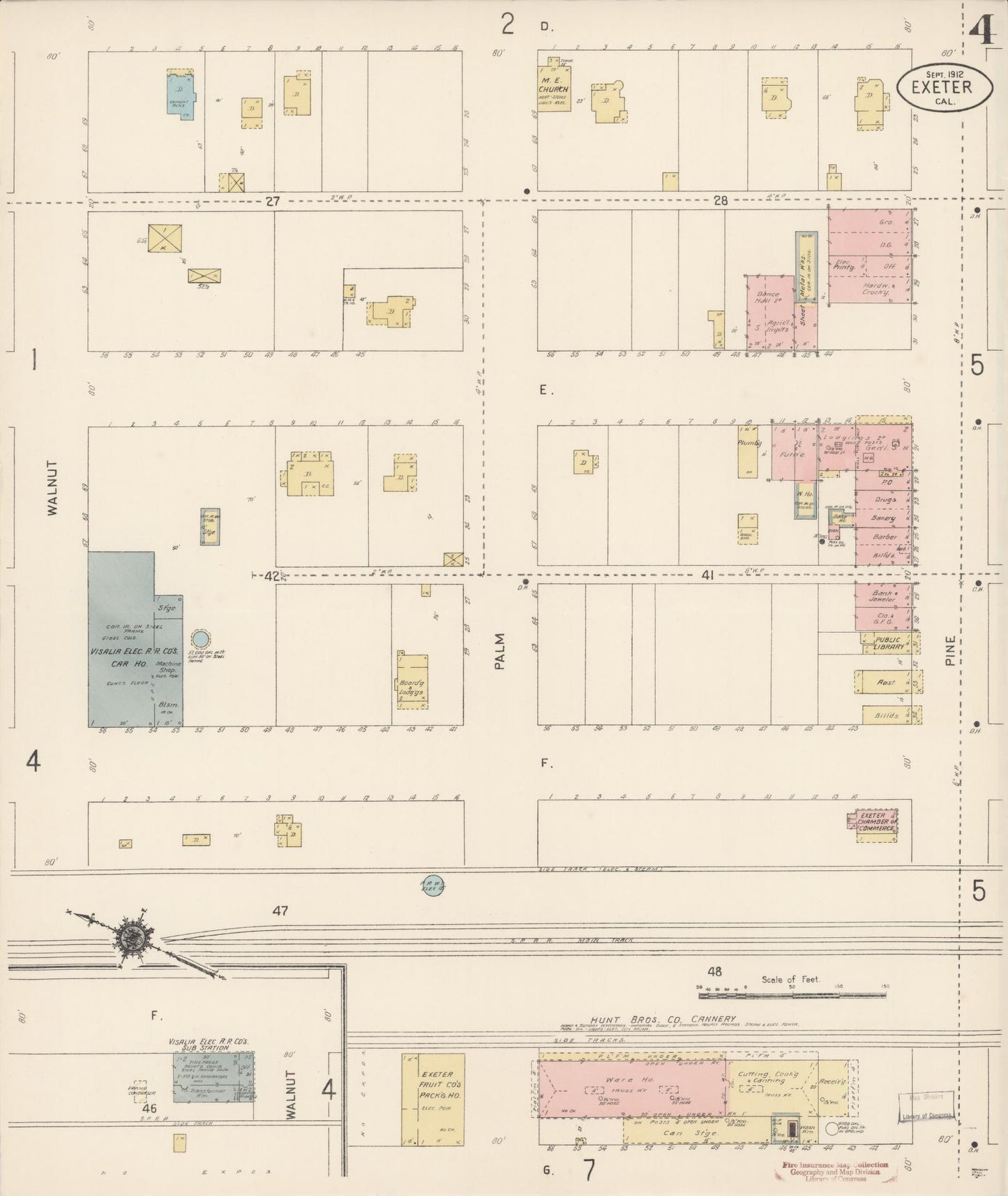Sanborn Fire Insurance Map from Exeter, Tulare County, California (1912), Sheet #0004 - Historic Sanborn Fire Insurance Map Print, vintage old map wall art, antique decor, genealogy gift, California California map