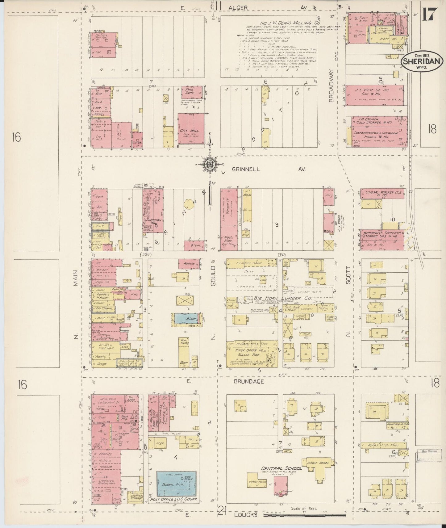Sanborn Fire Insurance Map from Sheridan, Sheridan County, Wyoming (1912), Sheet #0017 - Historic Sanborn Fire Insurance Map Print, vintage old map wall art, antique decor, genealogy gift, Wyoming Wyoming map