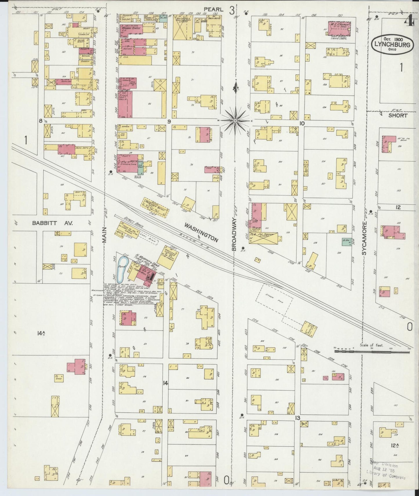Sanborn Fire Insurance Map from Lynchburg, Highland County, Ohio (1900), Sheet #0004 - Complete Map Set gallery image, historic Sanborn map, vintage wall art, Ohio Ohio