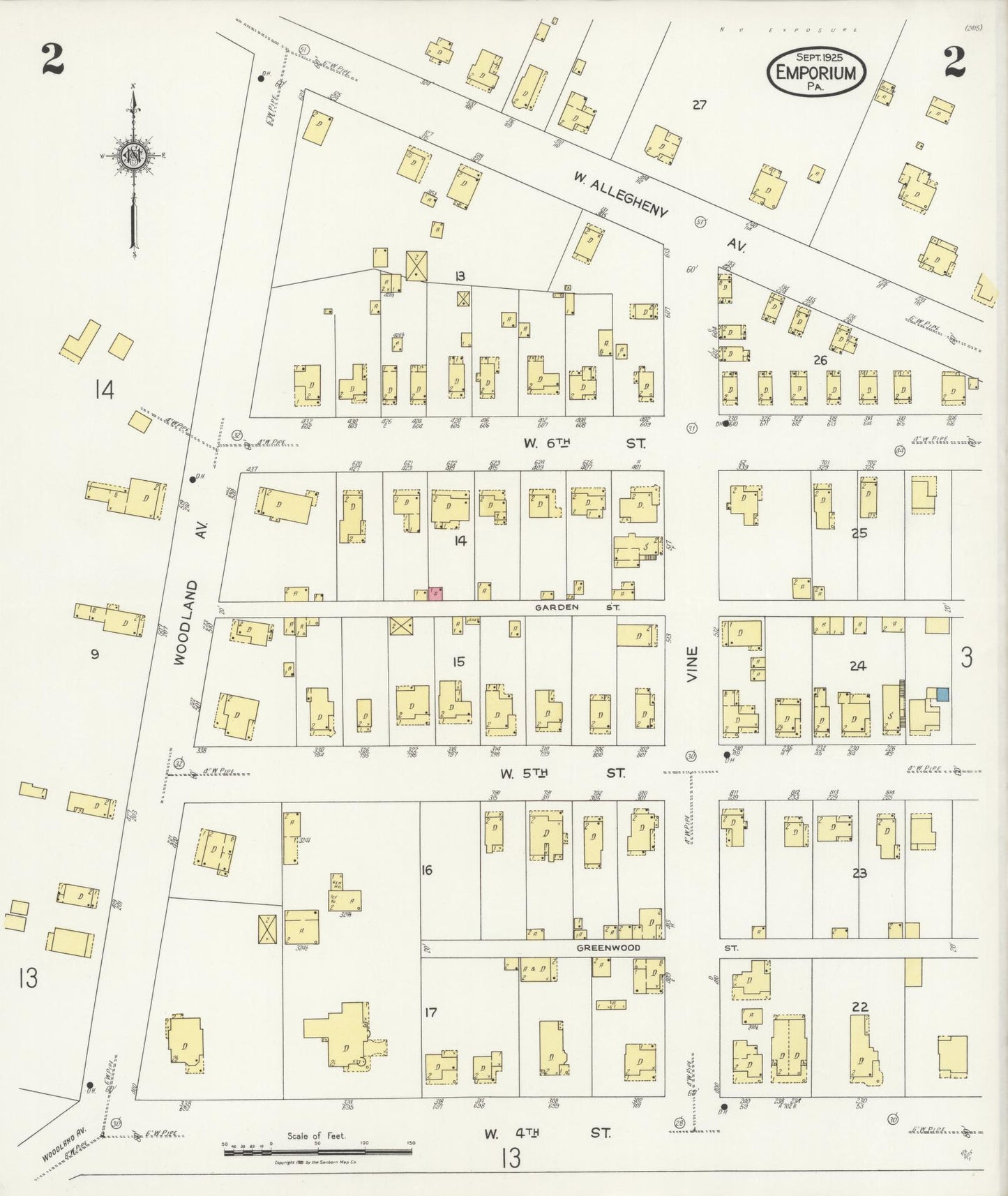 Sanborn Fire Insurance Map from Emporium, Cameron County, Pennsylvania (1925), Sheet #0002 - Historic Sanborn Fire Insurance Map Print, vintage old map wall art, antique decor, genealogy gift, Pennsylvania Pennsylvania map