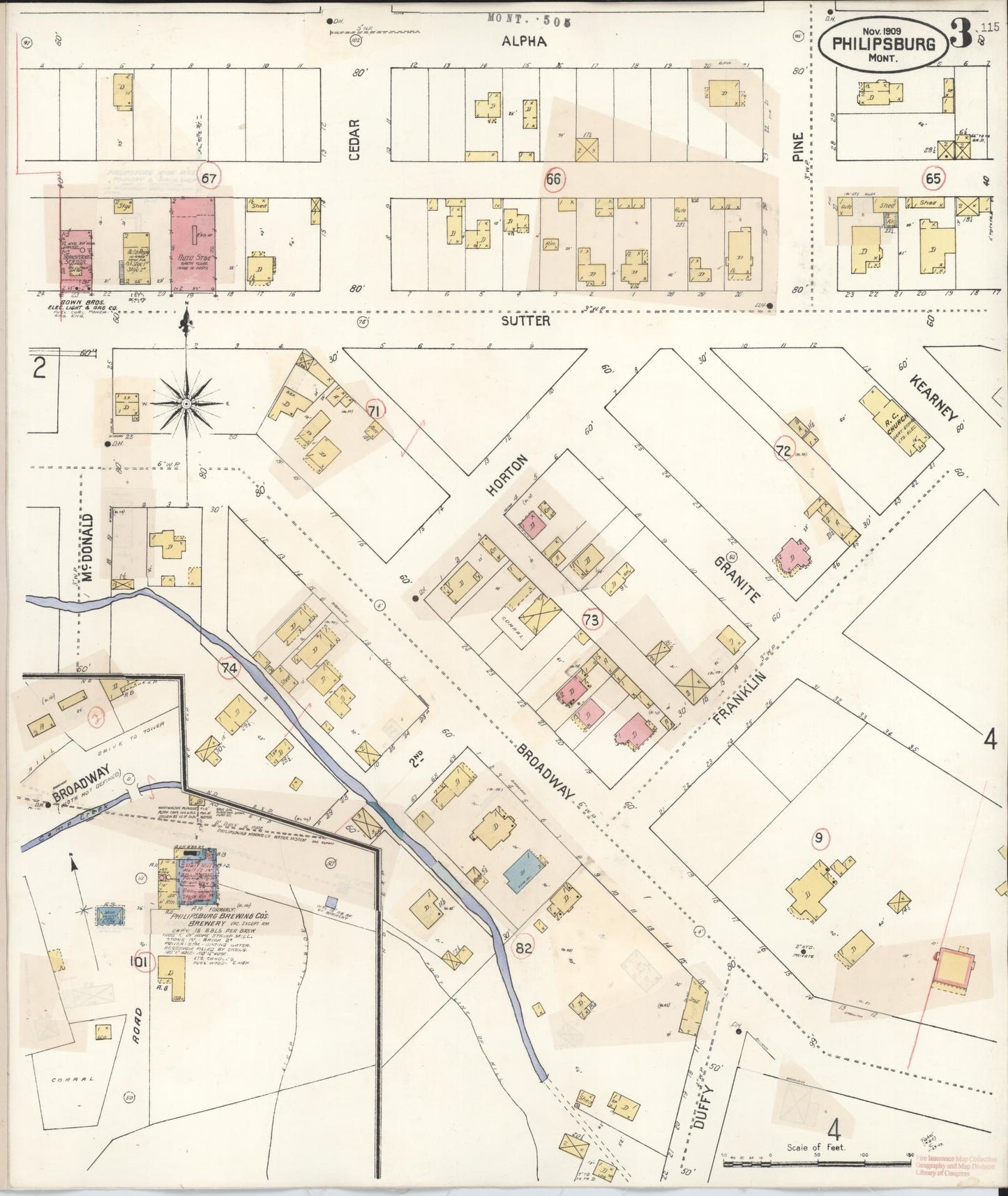 Sanborn Fire Insurance Map from Philipsburg, Granite County, Montana (1932), Sheet #0003 - Historic Sanborn Fire Insurance Map Print, vintage old map wall art, antique decor, genealogy gift, Montana Montana map