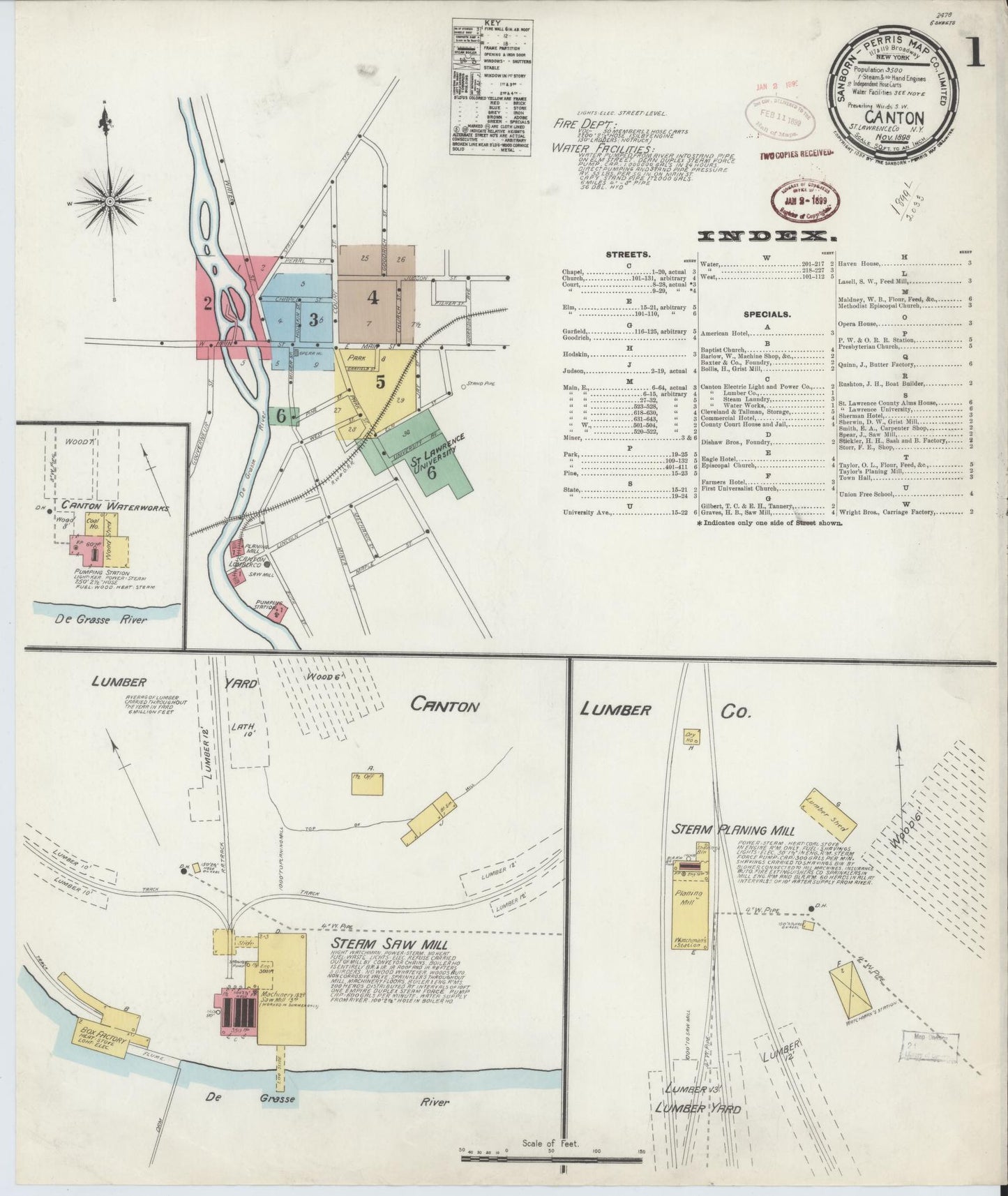 Sanborn Fire Insurance Map from Canton, St. Lawrence County, New York. (1898) – Historic Sanborn Fire Insurance Map Print
