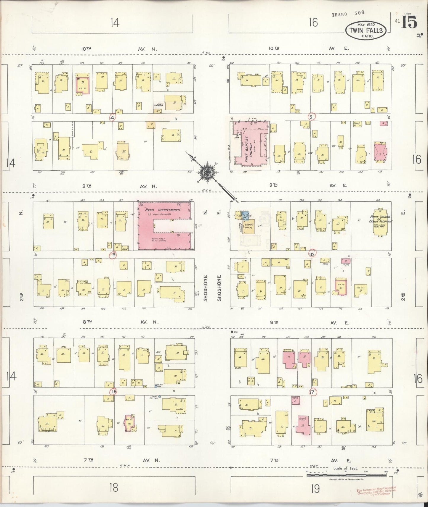 Sanborn Fire Insurance Map from Twin Falls, Twin Falls County, Idaho (1949), Sheet #0015 - Historic Sanborn Fire Insurance Map Print, vintage old map wall art, antique decor, genealogy gift, Falls Idaho map