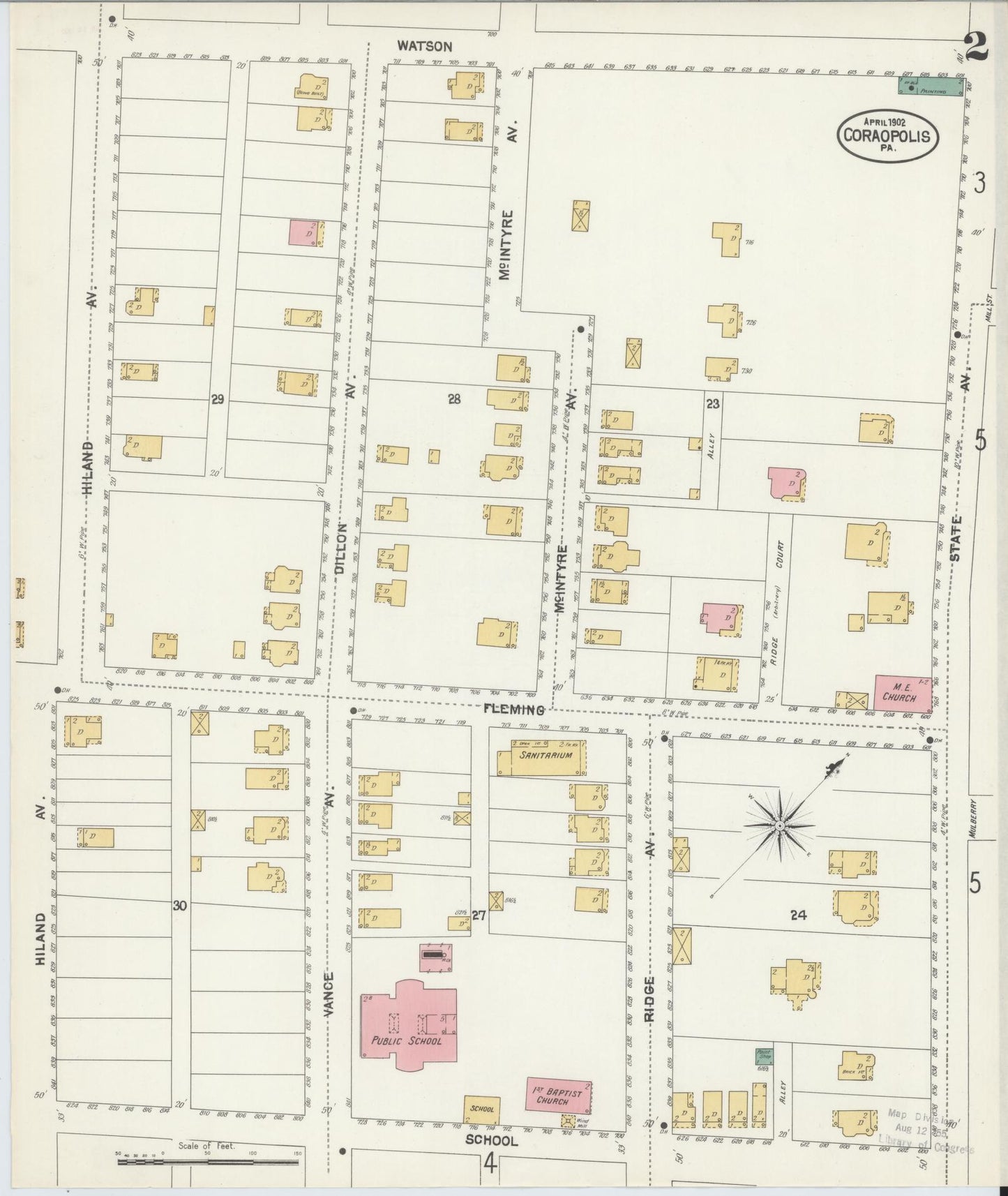 Sanborn Fire Insurance Map from Coraopolis, Allegheny County, Pennsylvania (1902), Sheet #0002 - Historic Sanborn Fire Insurance Map Print, vintage old map wall art, antique decor, genealogy gift, Pennsylvania Pennsylvania map