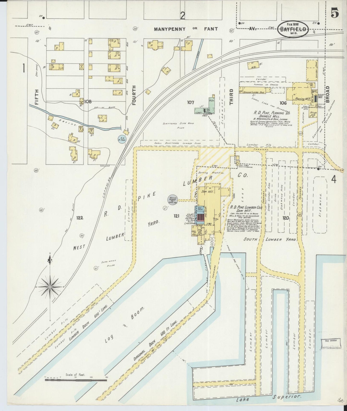 Sanborn Fire Insurance Map from Bayfield, Bayfield County, Wisconsin (1898), Sheet #0005 - Complete Map Set gallery image, historic Sanborn map, vintage wall art, Wisconsin Wisconsin