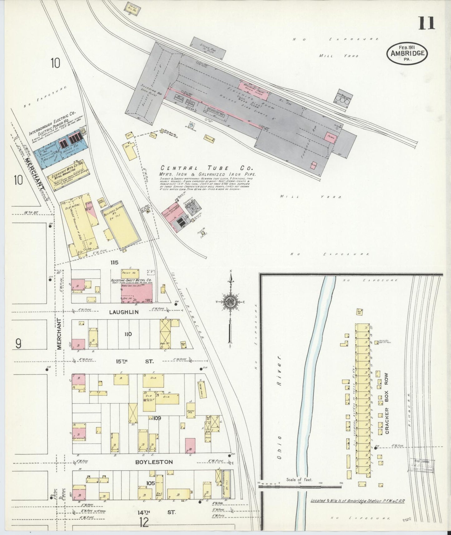 Sanborn Fire Insurance Map from Ambridge, Beaver County, Pennsylvania (1911), Sheet #0011 - Historic Sanborn Fire Insurance Map Print, vintage old map wall art, antique decor, genealogy gift, Pennsylvania Pennsylvania map