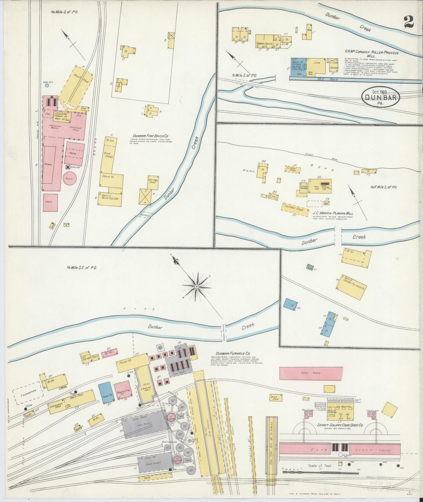 Sanborn Fire Insurance Map from Dunbar, Fayette County, Pennsylvania (1903), Sheet #0002 - Historic Sanborn Fire Insurance Map Print, vintage old map wall art, antique decor, genealogy gift, Pennsylvania Pennsylvania map