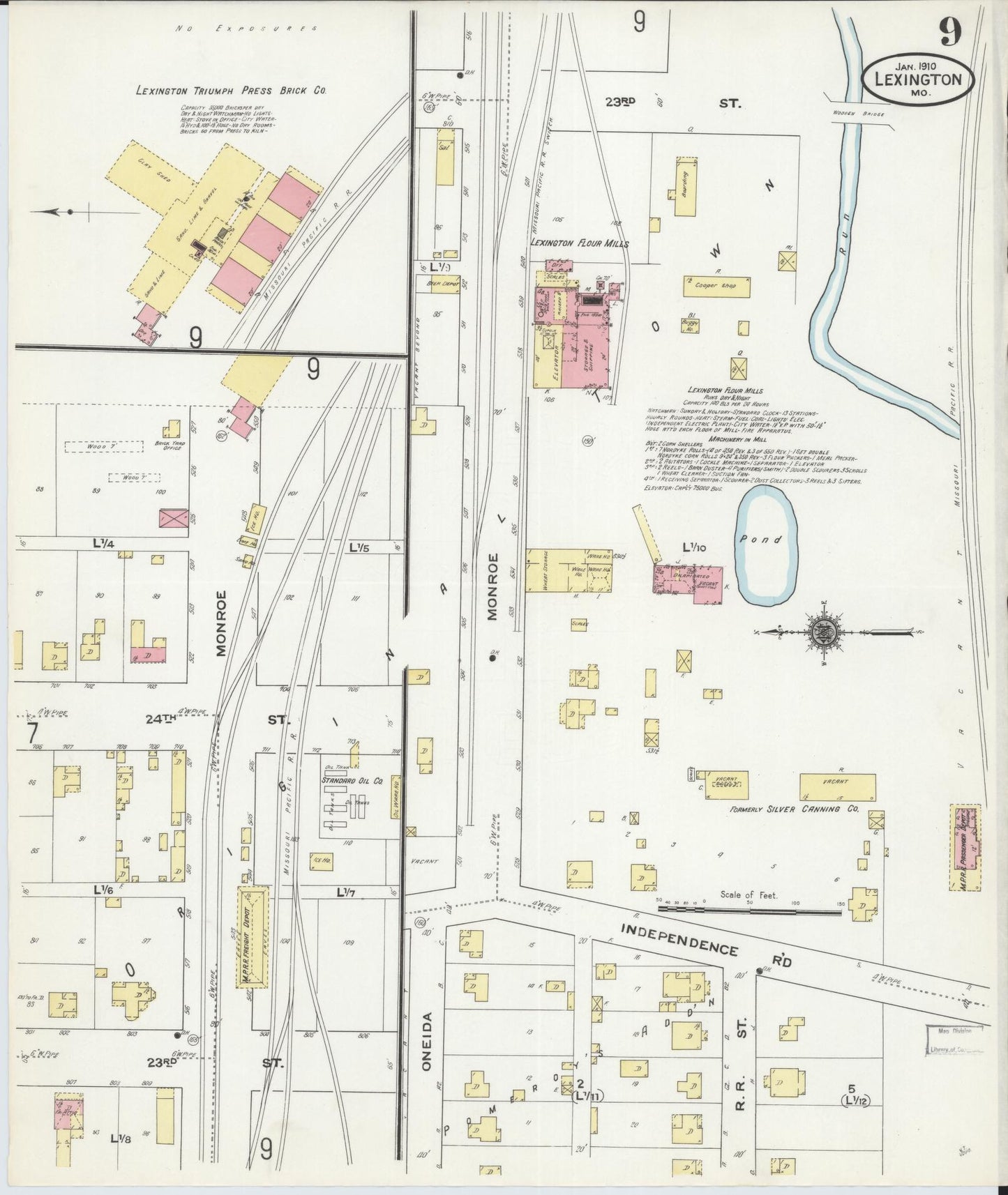 Sanborn Fire Insurance Map from Lexington, Lafayette County, Missouri (1910), Sheet #0009 - Historic Sanborn Fire Insurance Map Print, vintage old map wall art, antique decor, genealogy gift, Missouri Missouri map