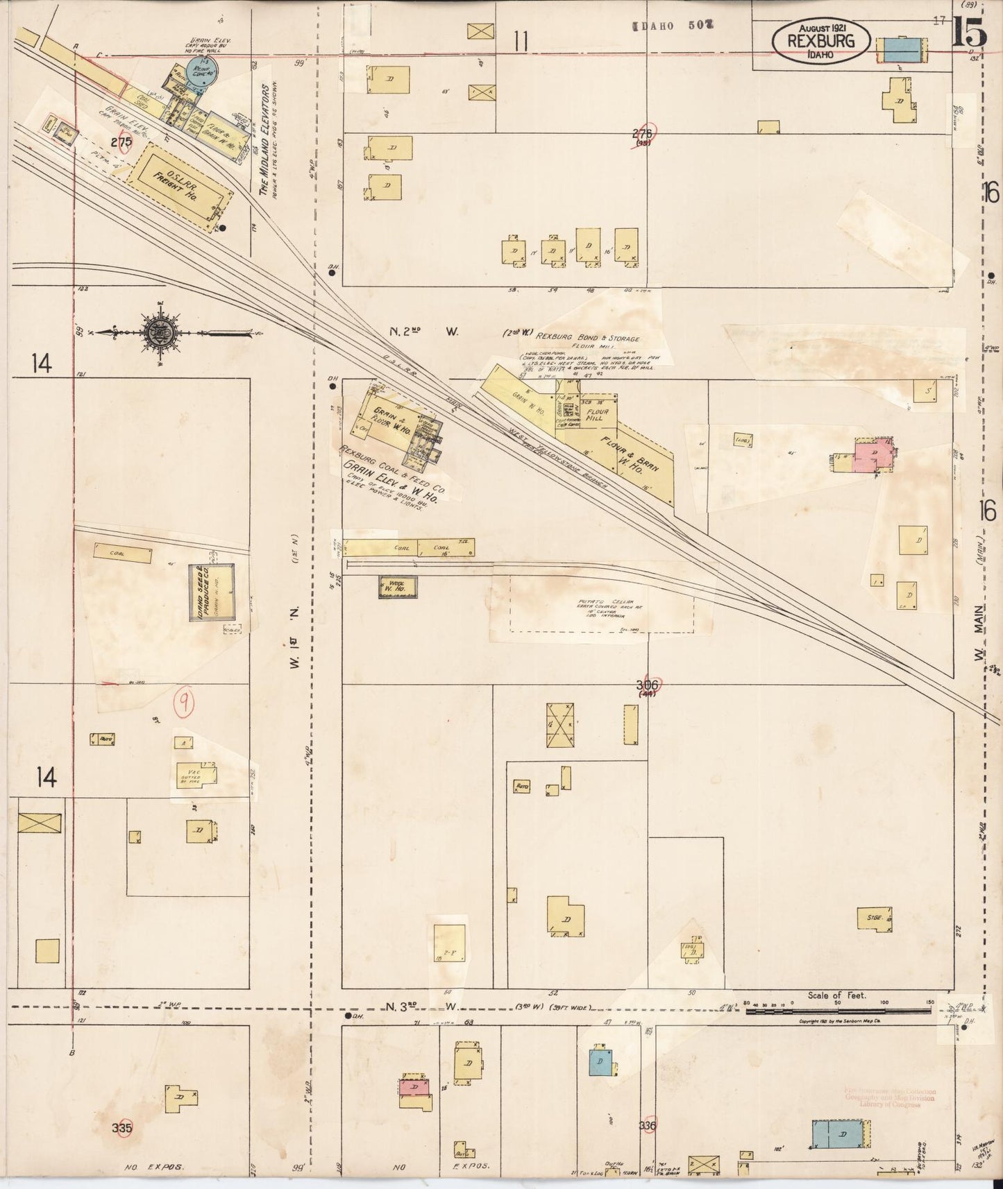 Sanborn Fire Insurance Map from Rexburg, Madison County, Idaho (1943), Sheet #0015 - Historic Sanborn Fire Insurance Map Print, vintage old map wall art, antique decor, genealogy gift, Idaho Idaho map