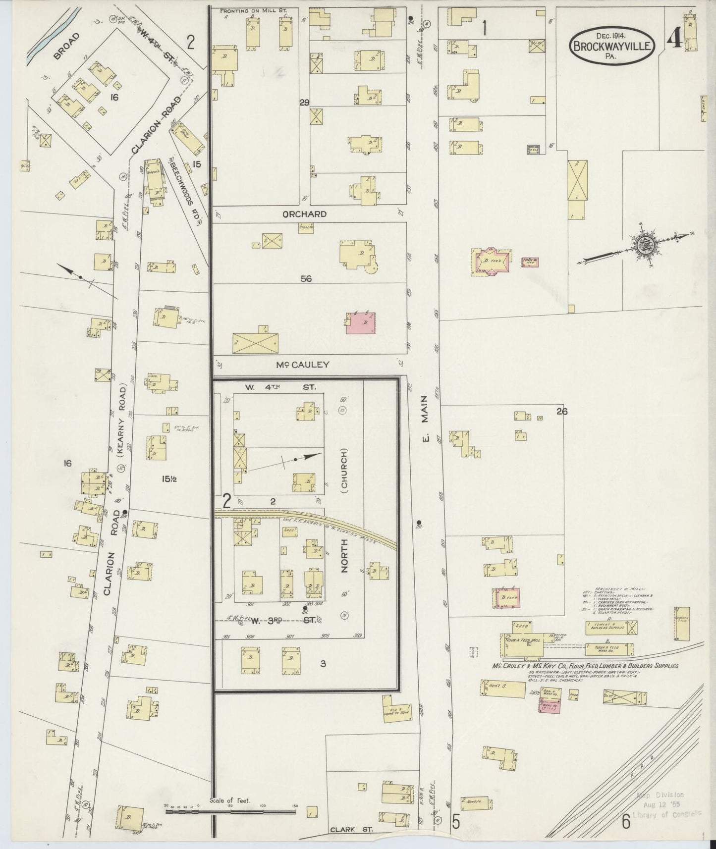 Sanborn Fire Insurance Map from Brockway, Jefferson County, Pennsylvania (1914), Sheet #0004 - Historic Sanborn Fire Insurance Map Print, vintage old map wall art, antique decor, genealogy gift, Pennsylvania Pennsylvania map