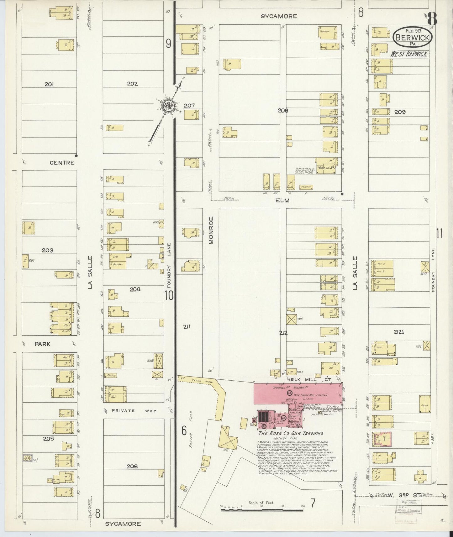 Sanborn Fire Insurance Map from Berwick, Columbia County, Pennsylvania (1913), Sheet #0008 - Historic Sanborn Fire Insurance Map Print, vintage old map wall art, antique decor, genealogy gift, Pennsylvania Pennsylvania map