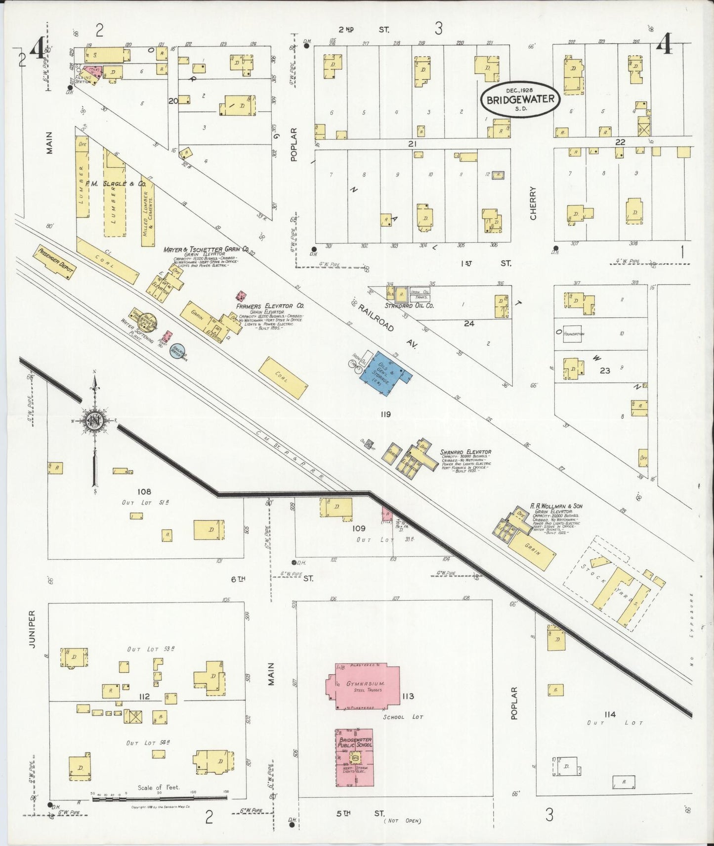 Sanborn Fire Insurance Map from Bridgewater, McCook County, South Dakota (1928), Sheet #0004 - Complete Map Set gallery image, historic Sanborn map, vintage wall art, South Dakota South Dakota