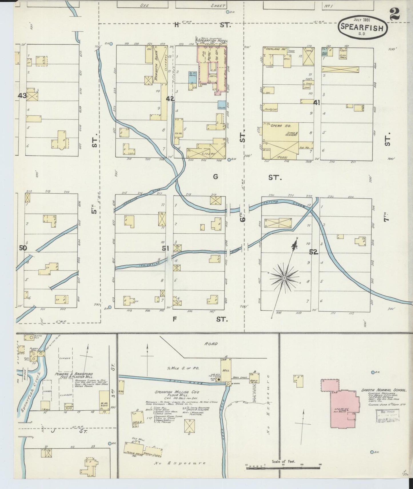 Sanborn Fire Insurance Map from Spearfish, Lawrence County, South Dakota (1891), Sheet #0002 - Complete Map Set gallery image, historic Sanborn map, vintage wall art, South Dakota South Dakota
