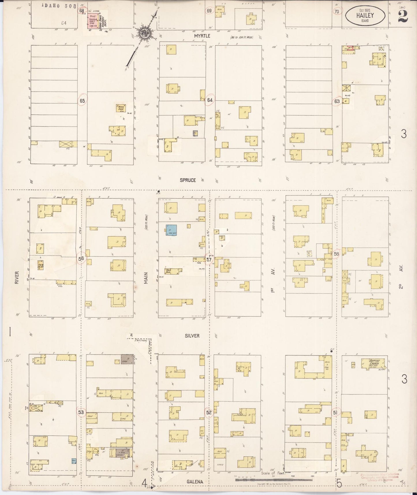 Sanborn Fire Insurance Map from Hailey, Blaine County, Idaho (1931), Sheet #0002 - Historic Sanborn Fire Insurance Map Print, vintage old map wall art, antique decor, genealogy gift, Idaho Idaho map